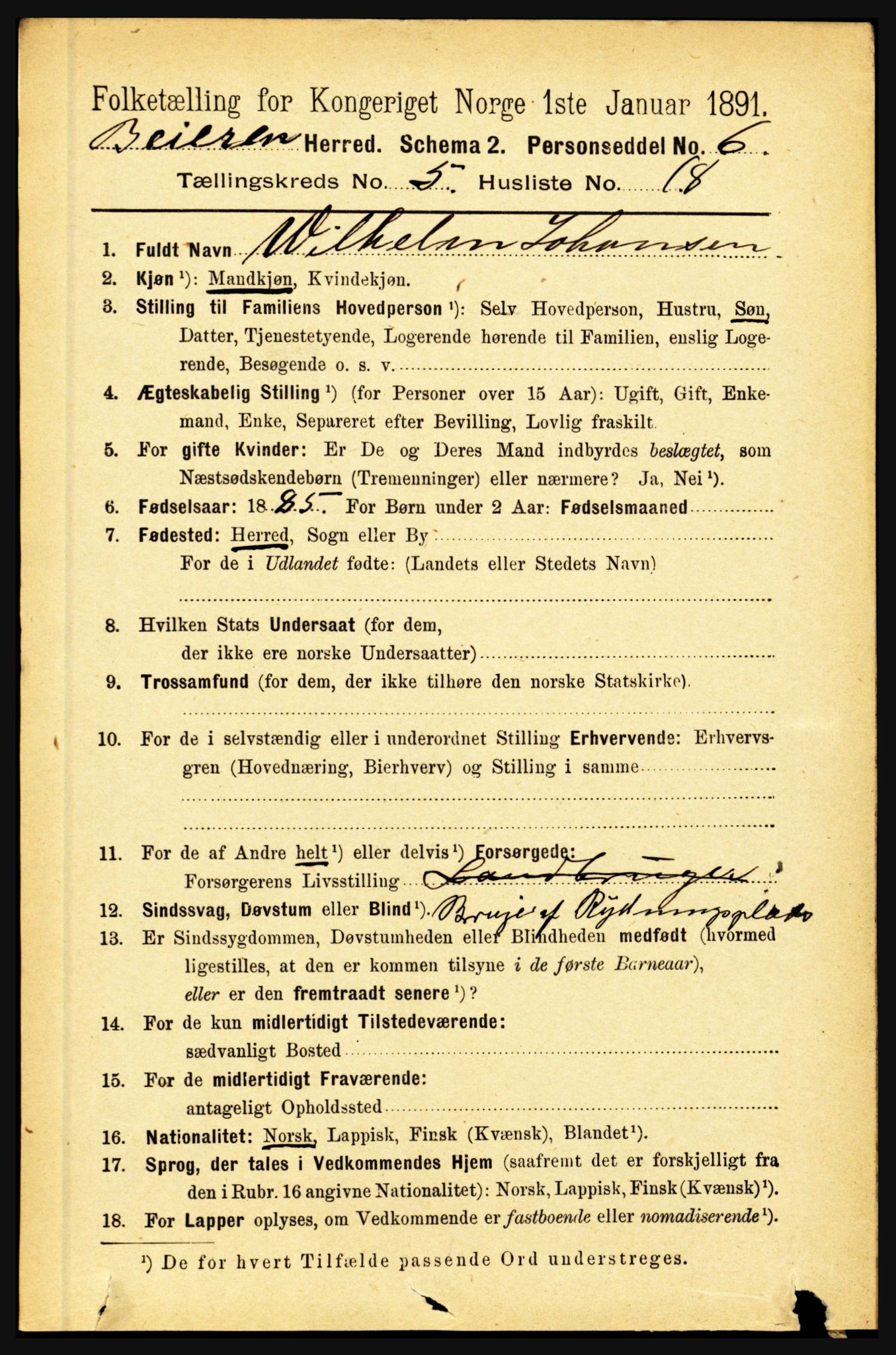 RA, 1891 census for 1839 Beiarn, 1891, p. 1851