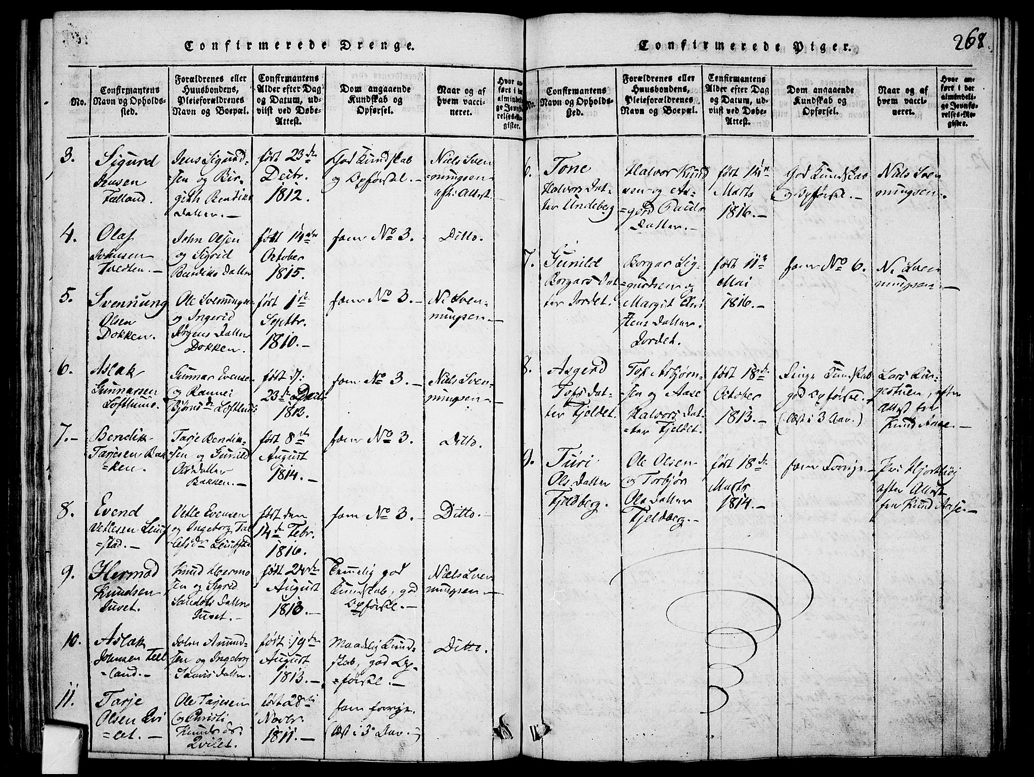 Mo kirkebøker, AV/SAKO-A-286/F/Fa/L0004: Parish register (official) no. I 4, 1814-1844, p. 268