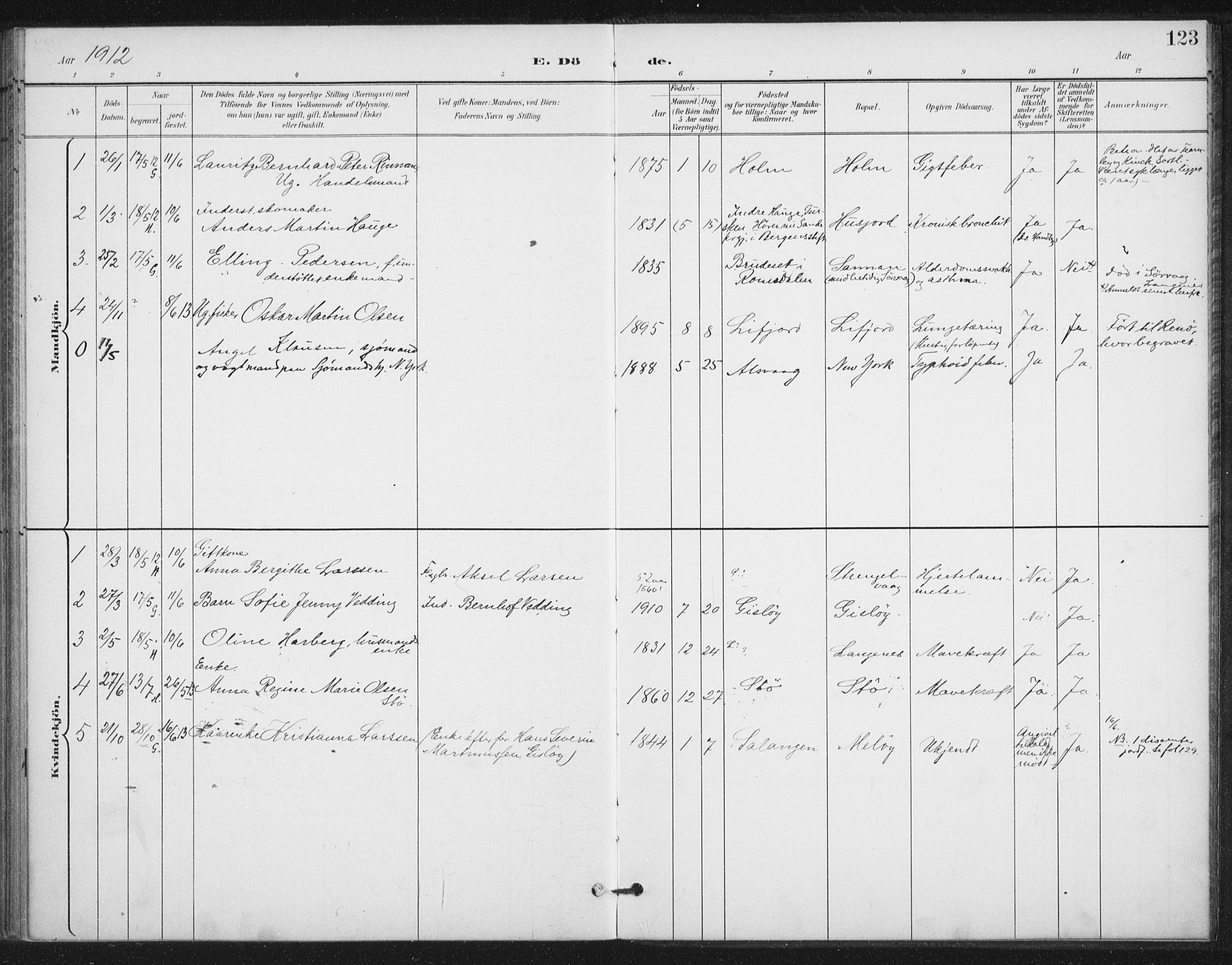 Ministerialprotokoller, klokkerbøker og fødselsregistre - Nordland, SAT/A-1459/894/L1356: Parish register (official) no. 894A02, 1897-1914, p. 123