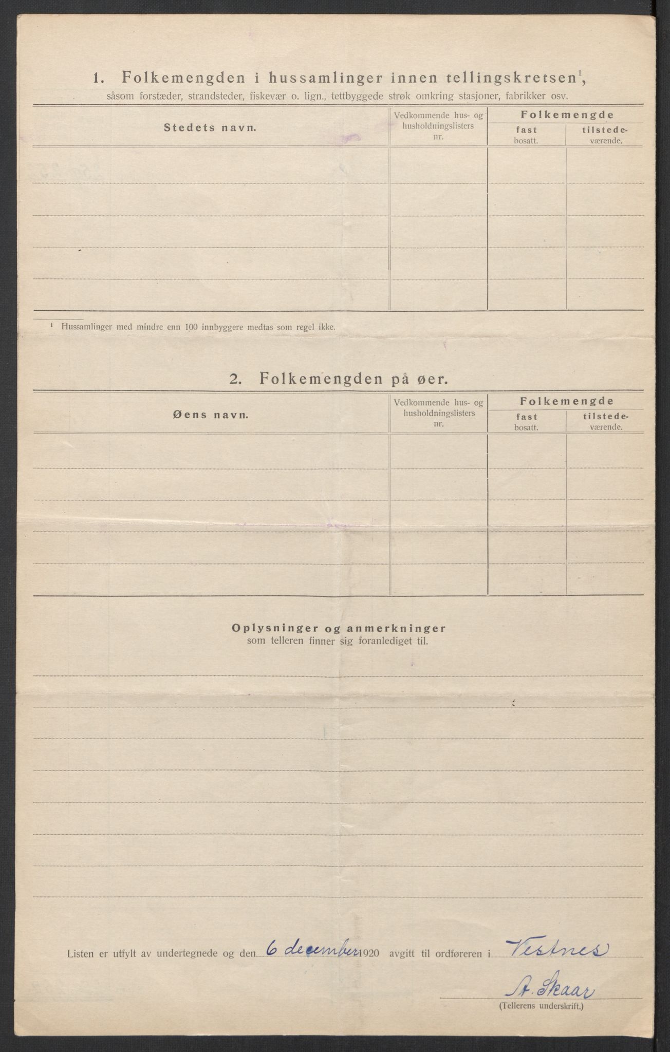 SAT, 1920 census for Vestnes, 1920, p. 18