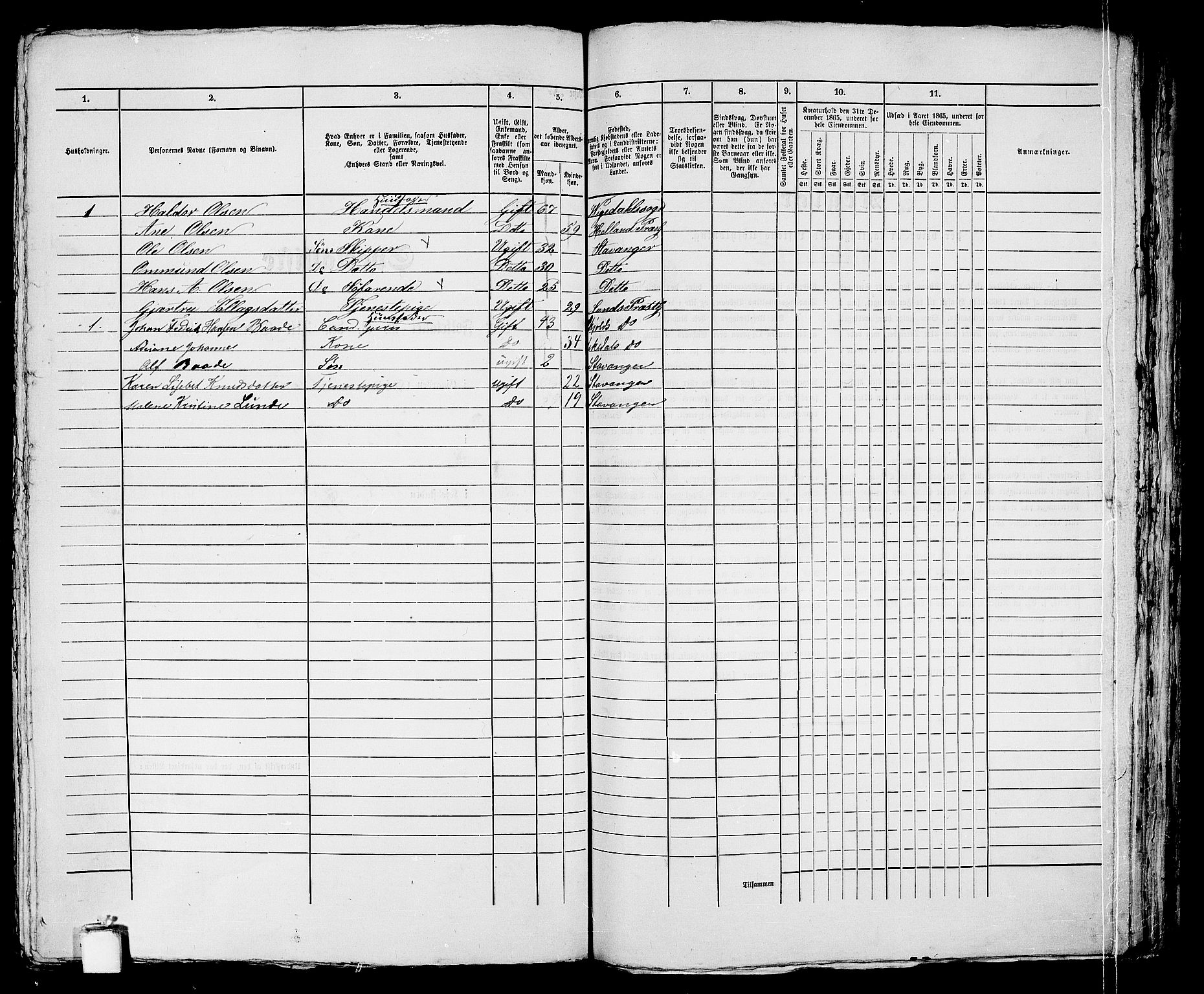 RA, 1865 census for Stavanger, 1865, p. 1437