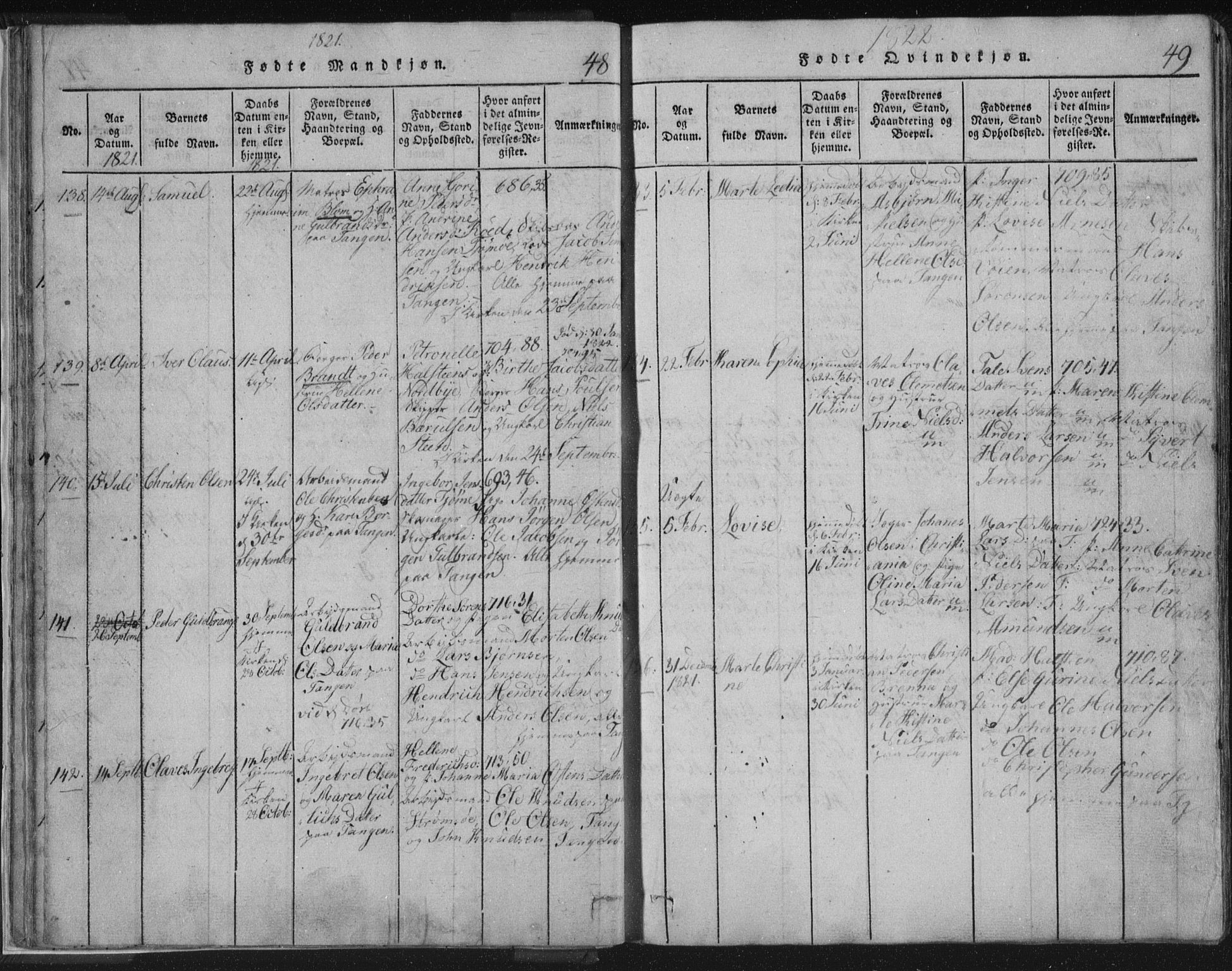 Strømsø kirkebøker, SAKO/A-246/F/Fb/L0004: Parish register (official) no. II 4, 1814-1843, p. 48-49