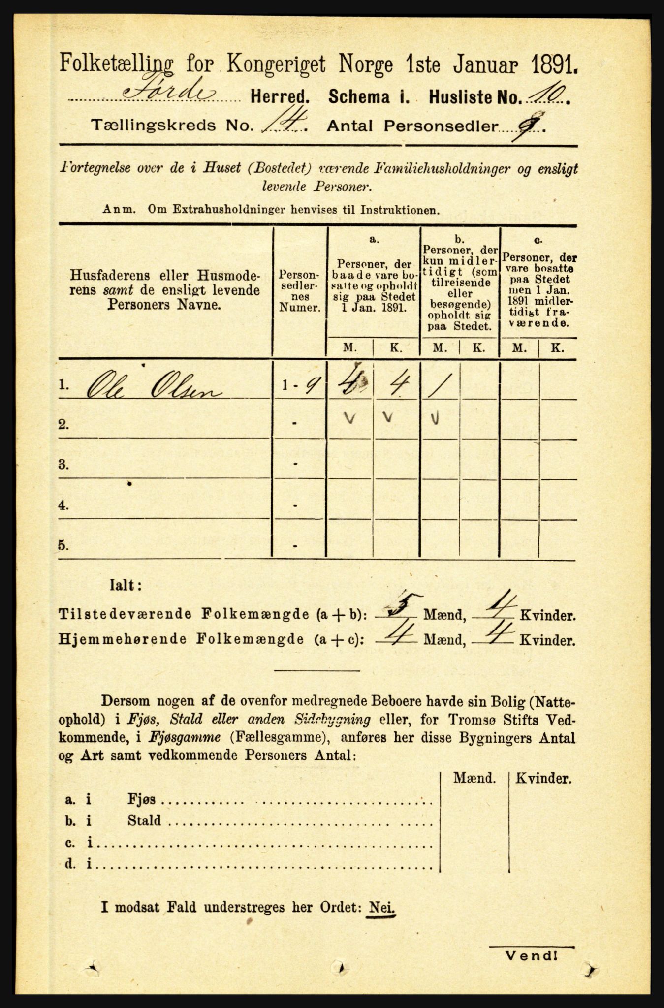 RA, 1891 census for 1432 Førde, 1891, p. 5069