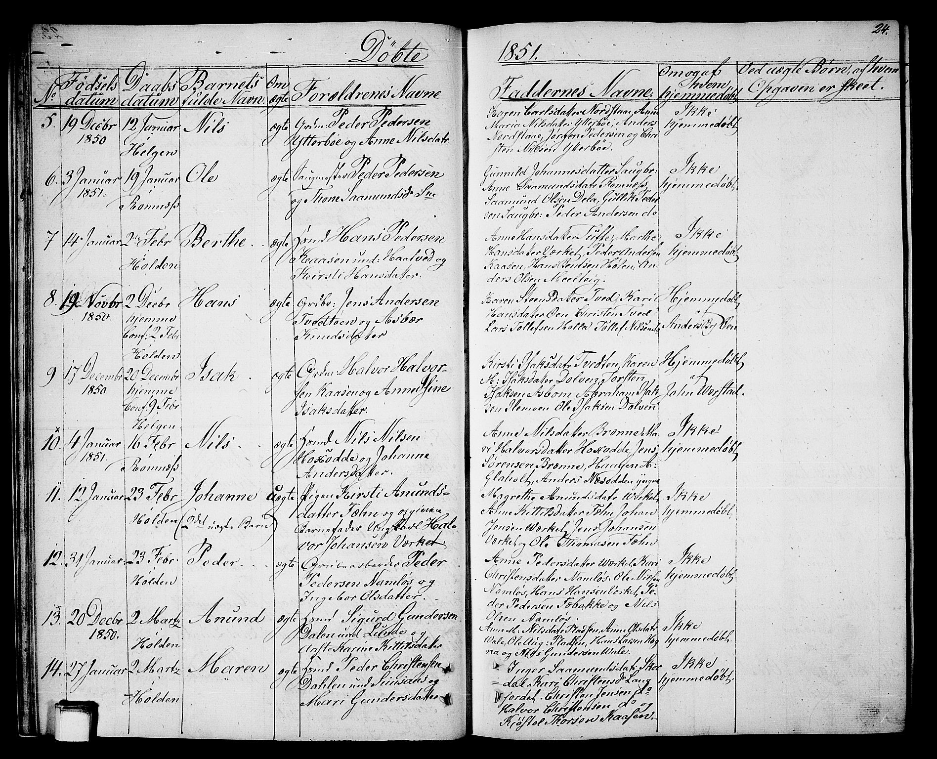 Holla kirkebøker, SAKO/A-272/G/Ga/L0003: Parish register (copy) no. I 3, 1849-1866, p. 24