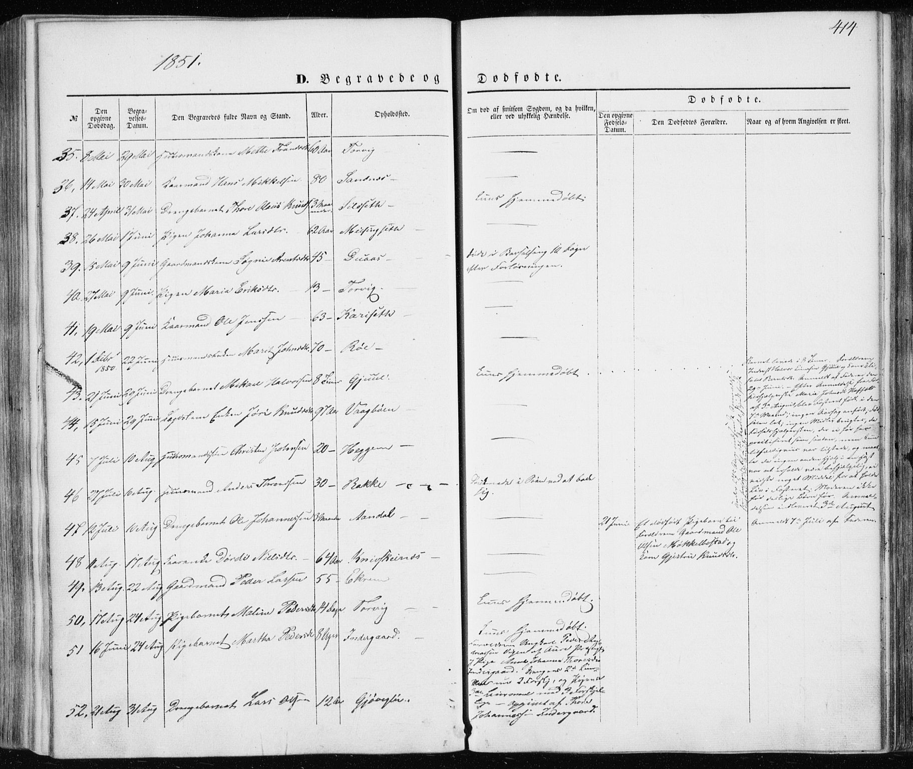 Ministerialprotokoller, klokkerbøker og fødselsregistre - Møre og Romsdal, SAT/A-1454/586/L0984: Parish register (official) no. 586A10, 1844-1856, p. 414