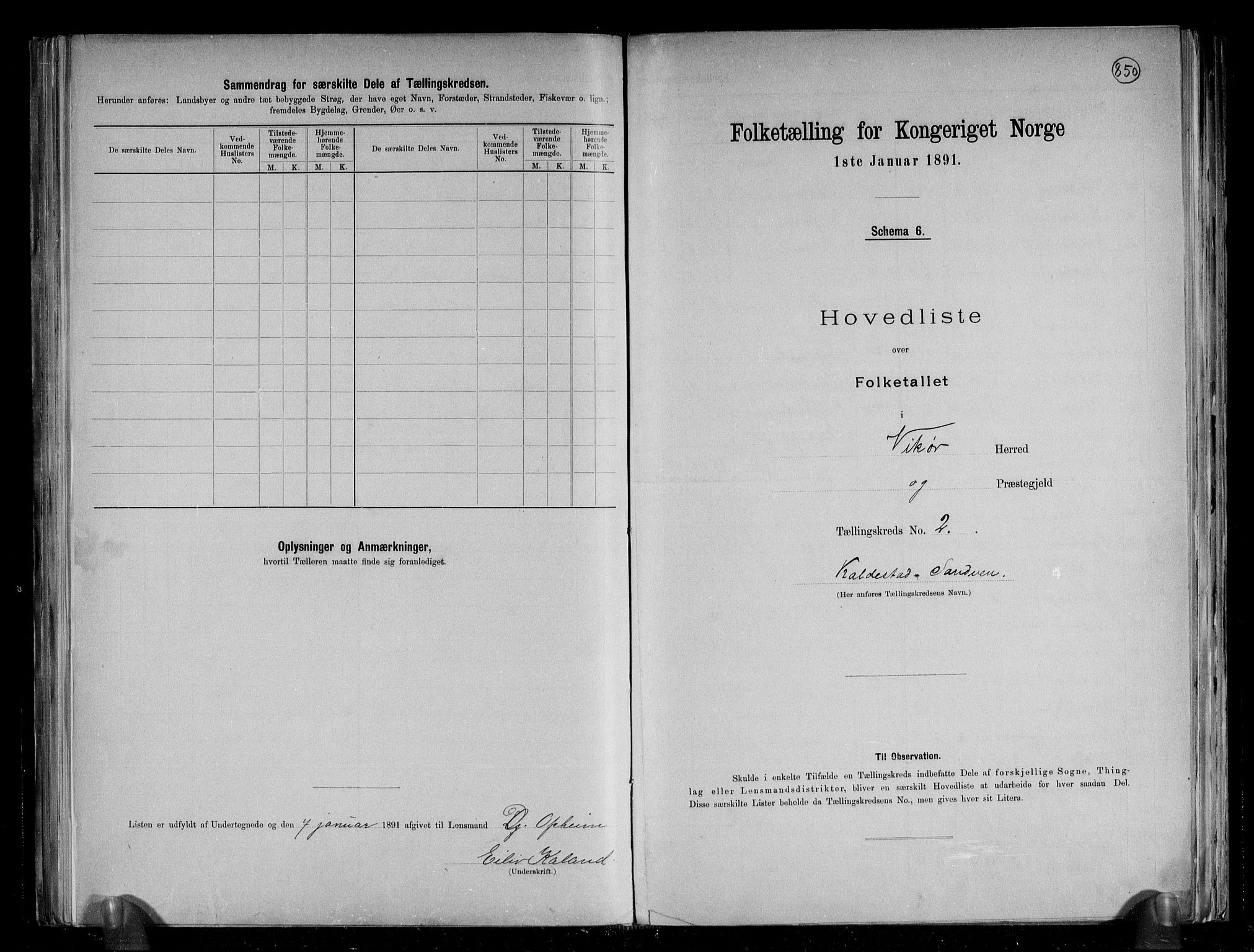 RA, 1891 census for 1238 Vikør, 1891, p. 7