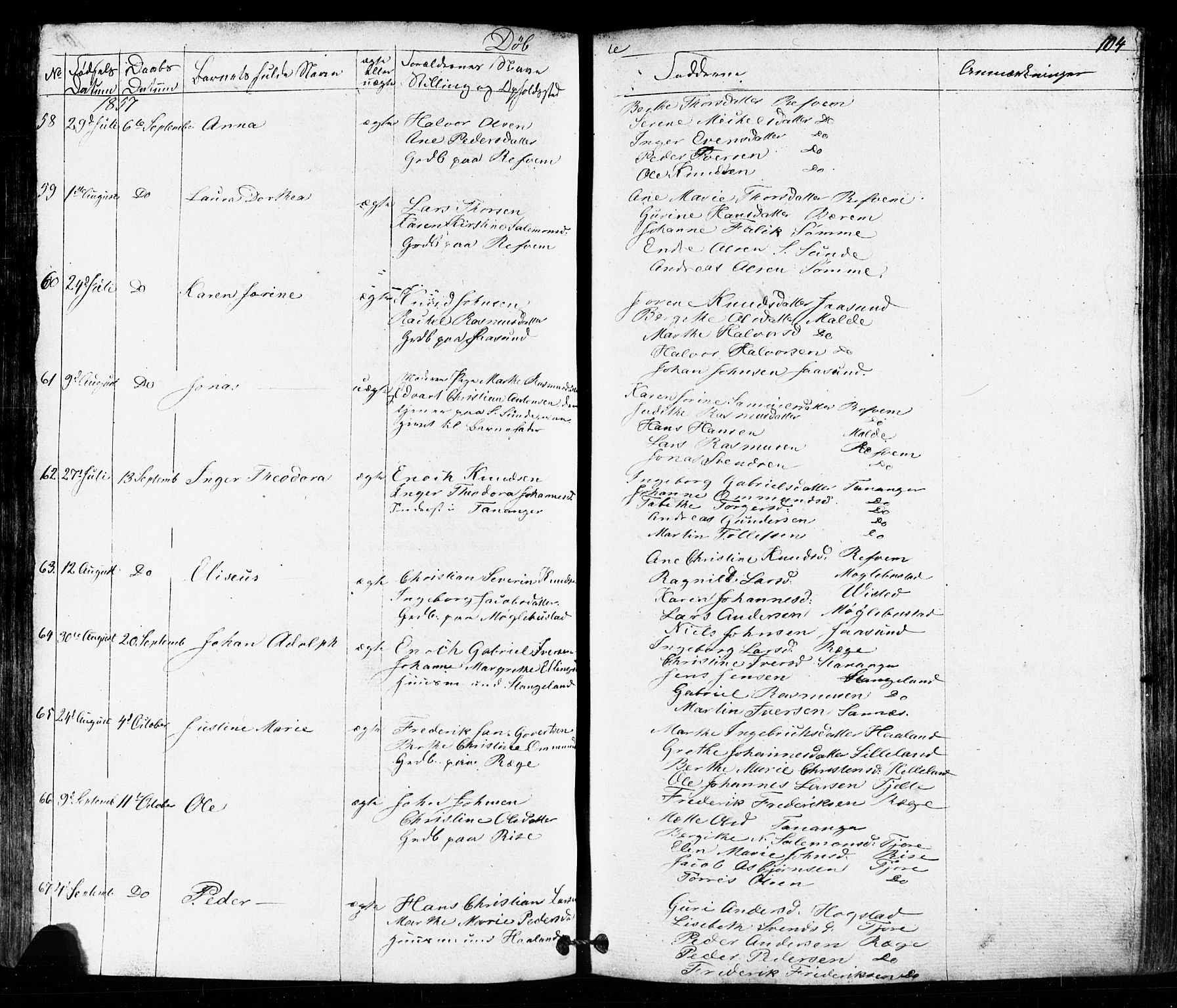 Håland sokneprestkontor, AV/SAST-A-101802/001/30BB/L0002: Parish register (copy) no. B 2, 1845-1872, p. 104