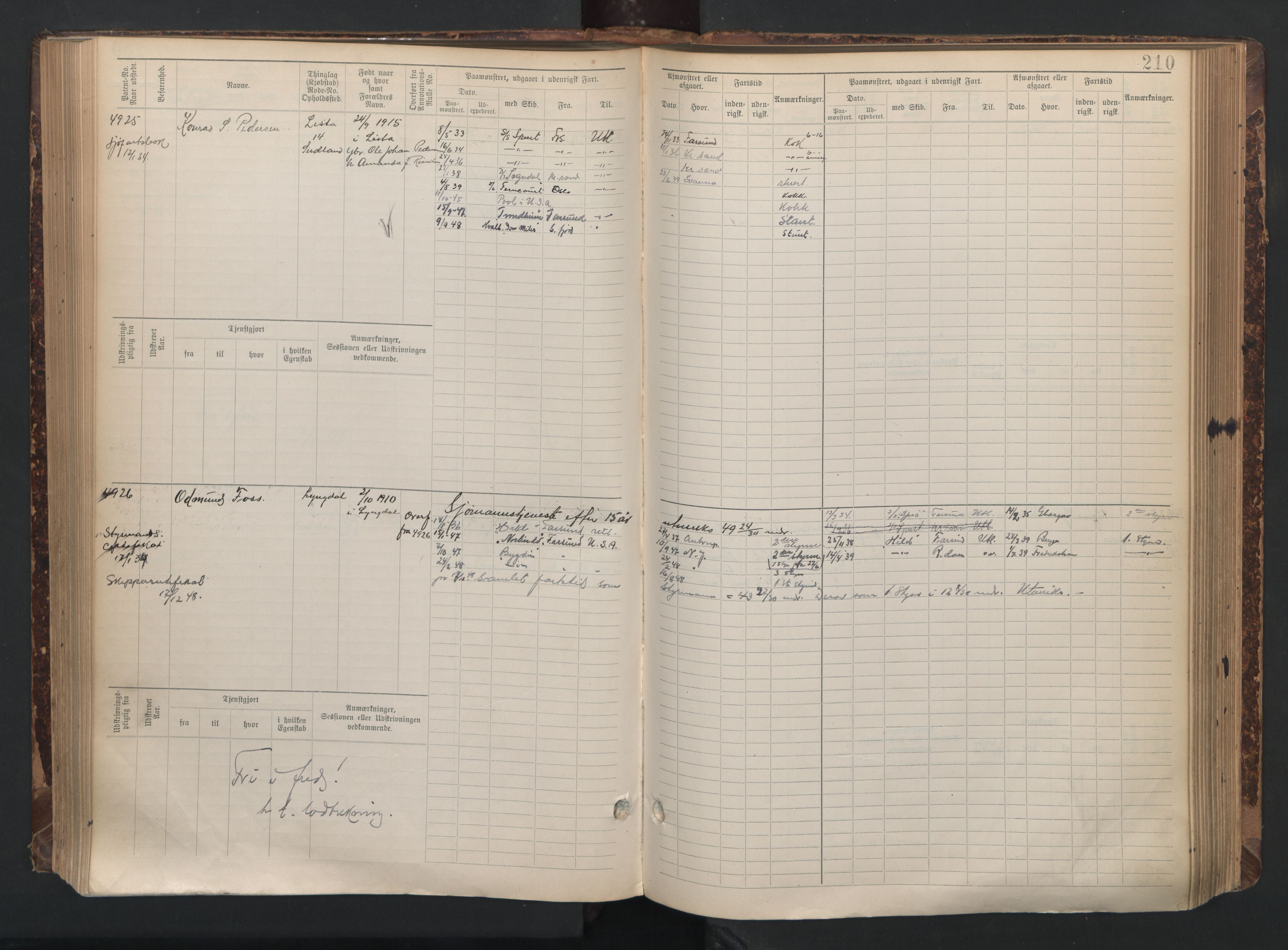 Farsund mønstringskrets, AV/SAK-2031-0017/F/Fb/L0021: Hovedrulle nr 4507-5268, Z-13, 1900-1948, p. 221