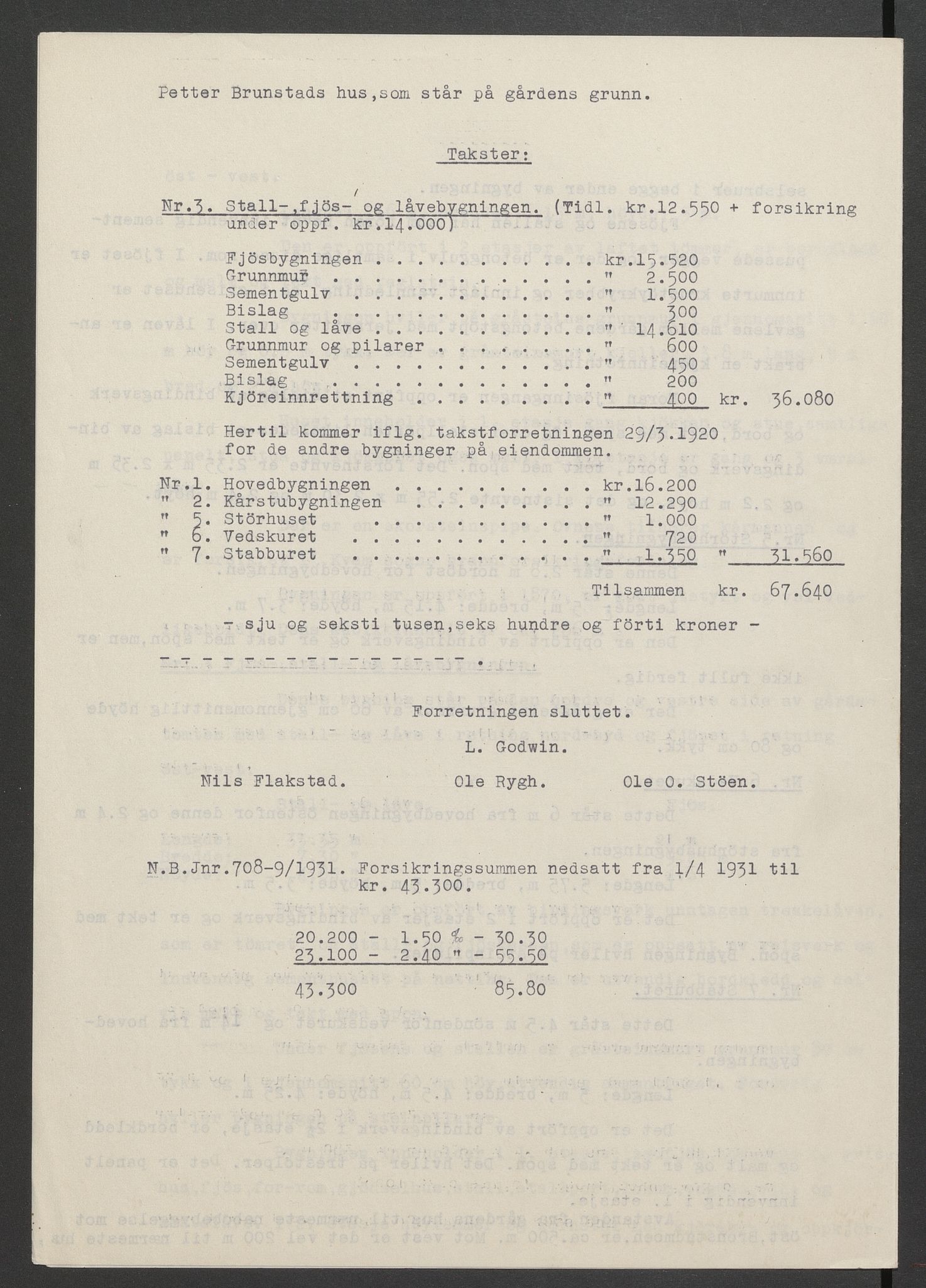 Stod lensmannskontor, AV/SAT-A-5914/T/L0134: Branntakstprotokoll, Stod og Kvam, 1903-1953