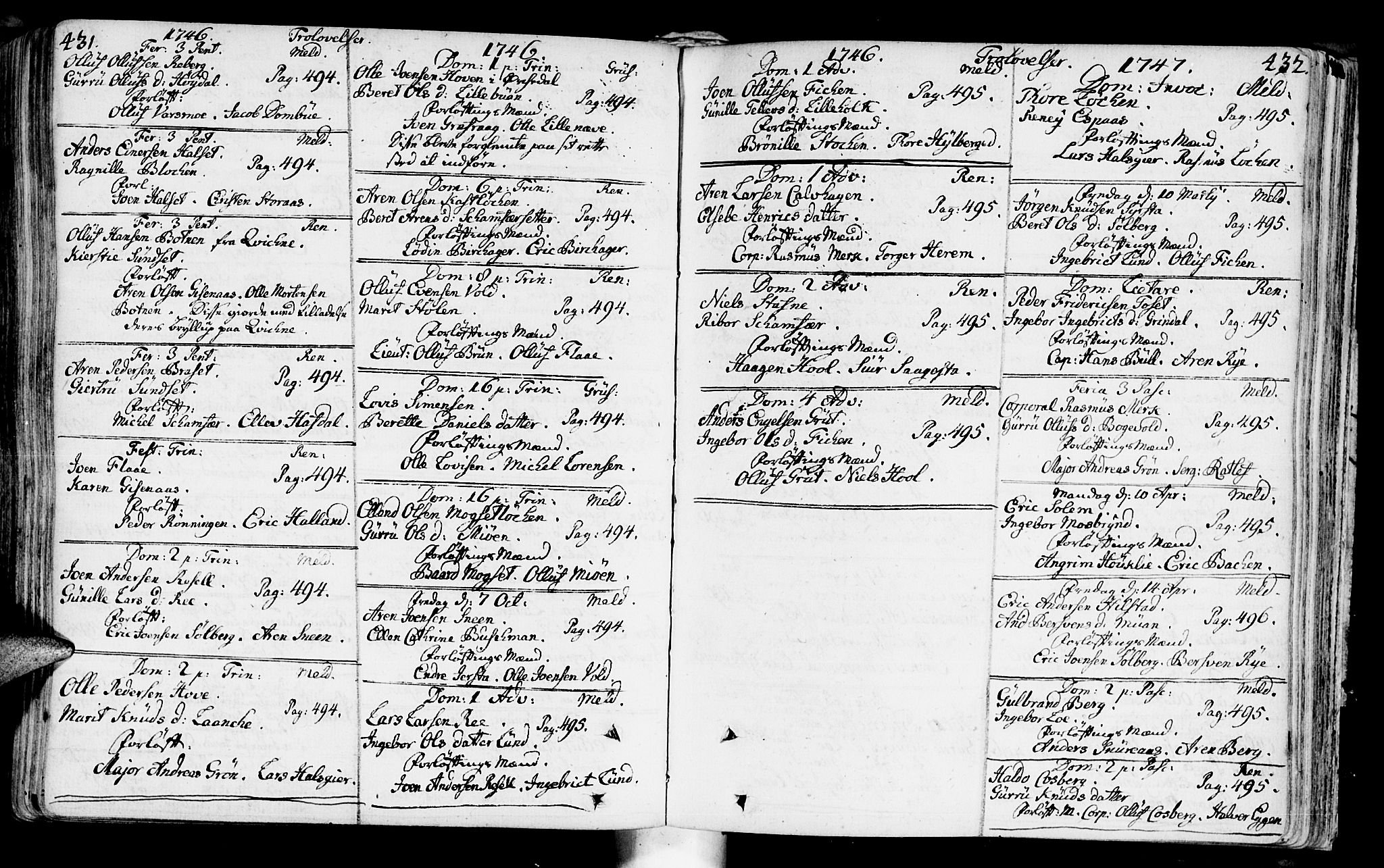 Ministerialprotokoller, klokkerbøker og fødselsregistre - Sør-Trøndelag, SAT/A-1456/672/L0850: Parish register (official) no. 672A03, 1725-1751, p. 431-432