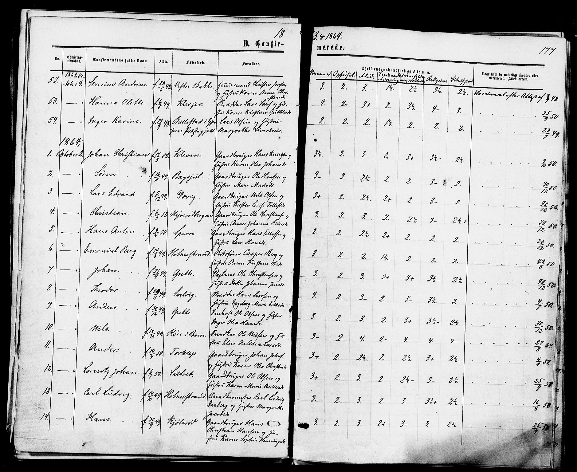 Våle kirkebøker, AV/SAKO-A-334/F/Fa/L0010: Parish register (official) no. I 10, 1861-1877, p. 177