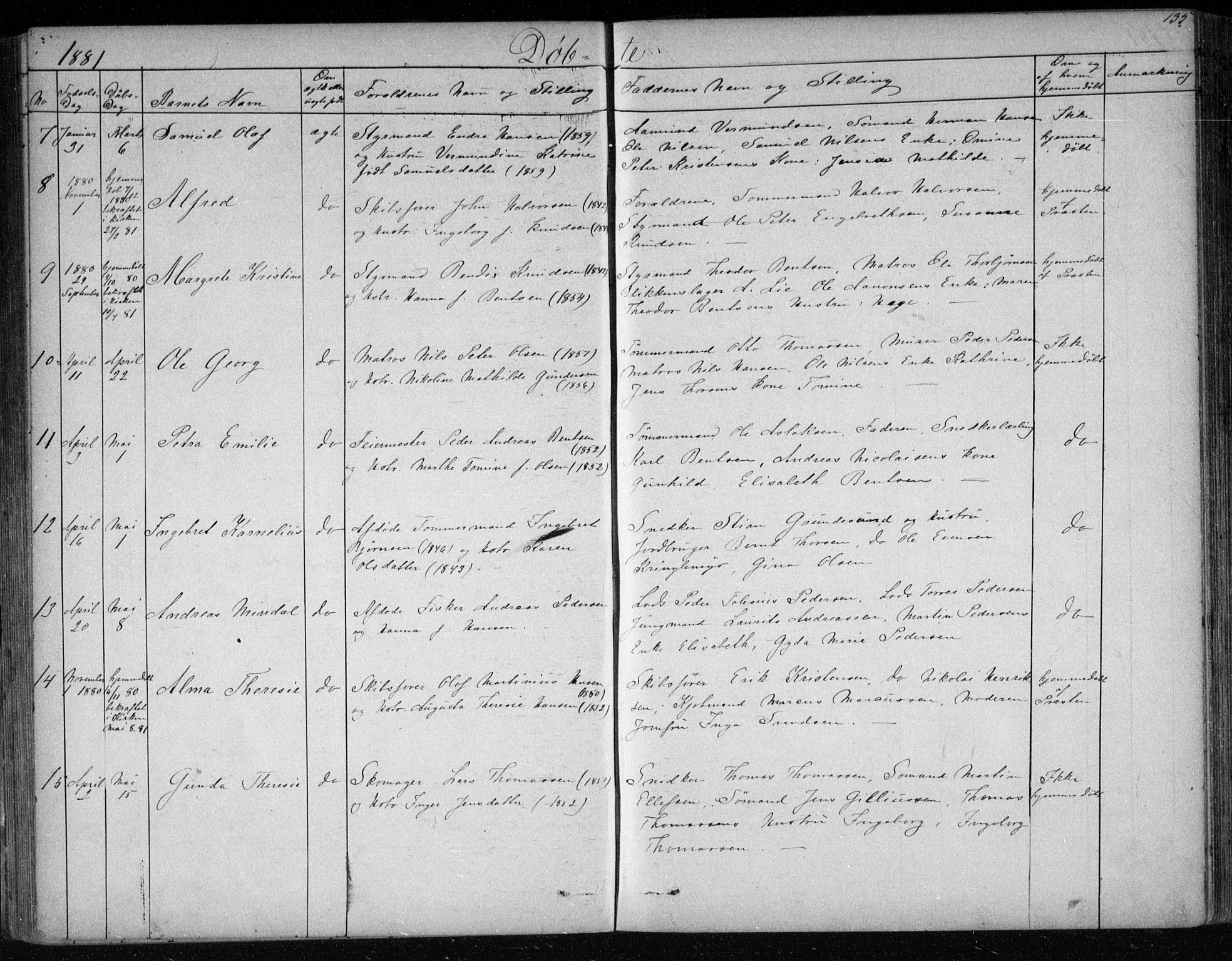 Risør sokneprestkontor, AV/SAK-1111-0035/F/Fb/L0006: Parish register (copy) no. B 6, 1850-1884, p. 135