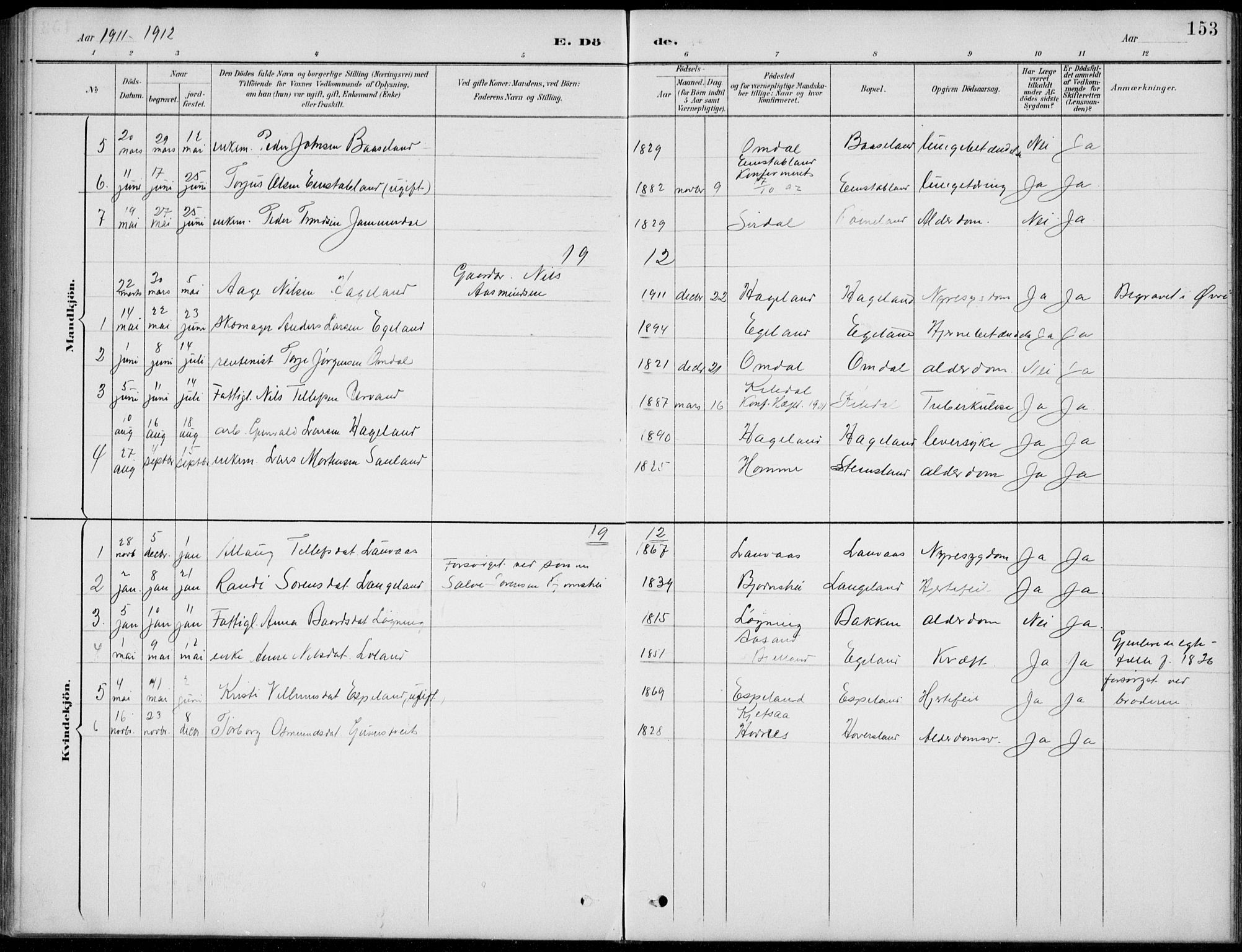 Vennesla sokneprestkontor, AV/SAK-1111-0045/Fb/Fba/L0003: Parish register (copy) no. B 3, 1890-1919, p. 153