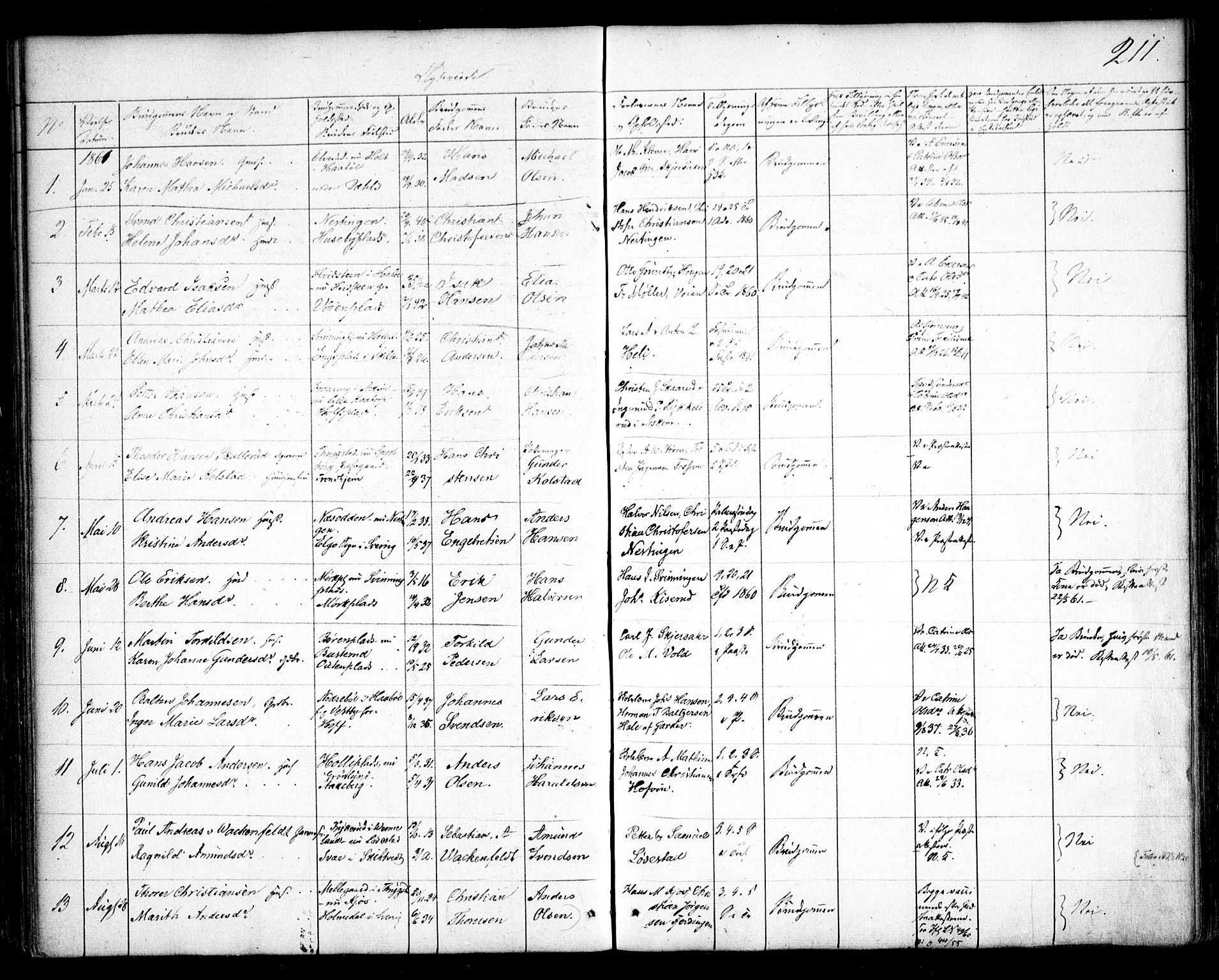 Spydeberg prestekontor Kirkebøker, AV/SAO-A-10924/F/Fa/L0005: Parish register (official) no. I 5, 1842-1862, p. 211