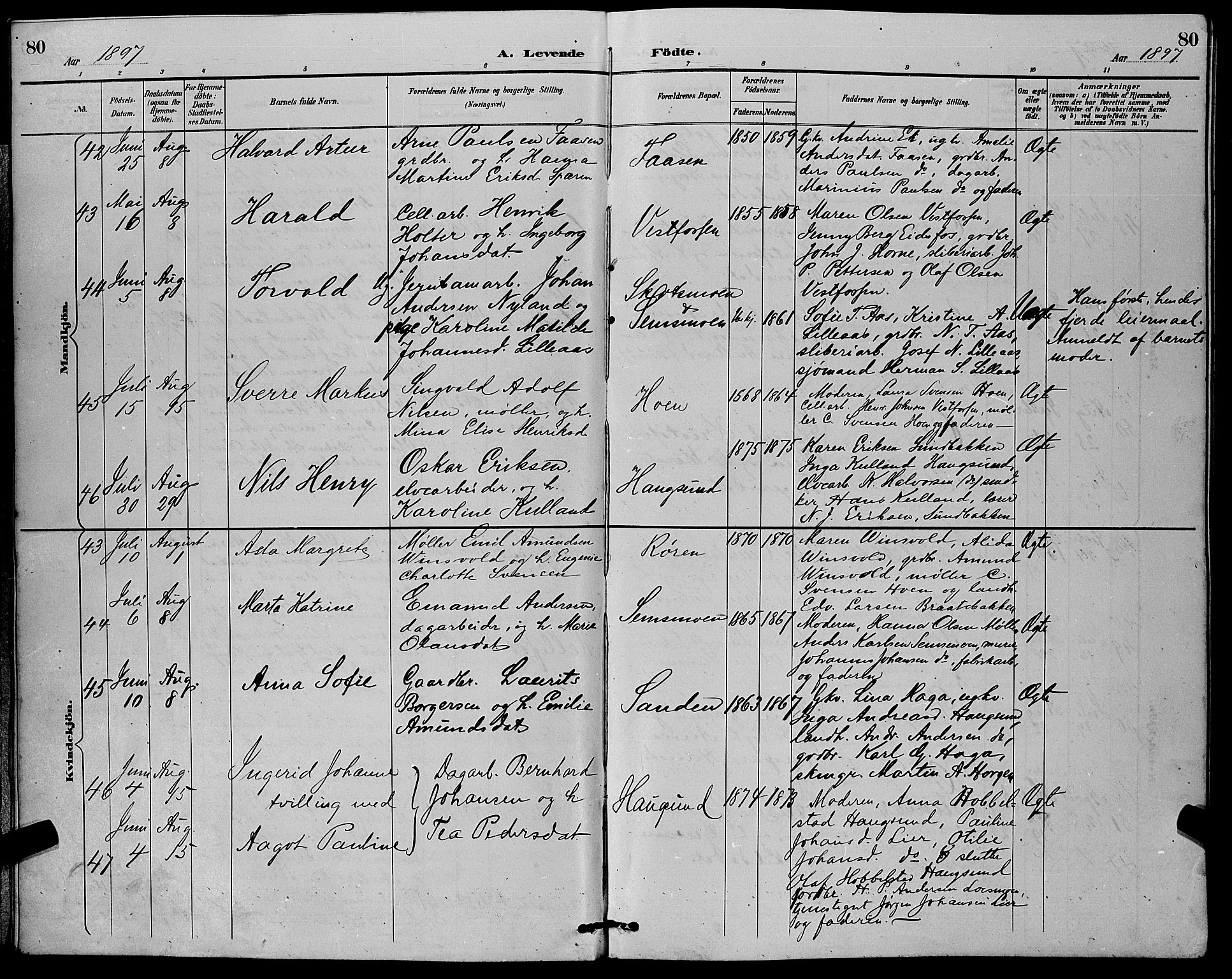 Eiker kirkebøker, AV/SAKO-A-4/G/Ga/L0007: Parish register (copy) no. I 7, 1893-1902, p. 80