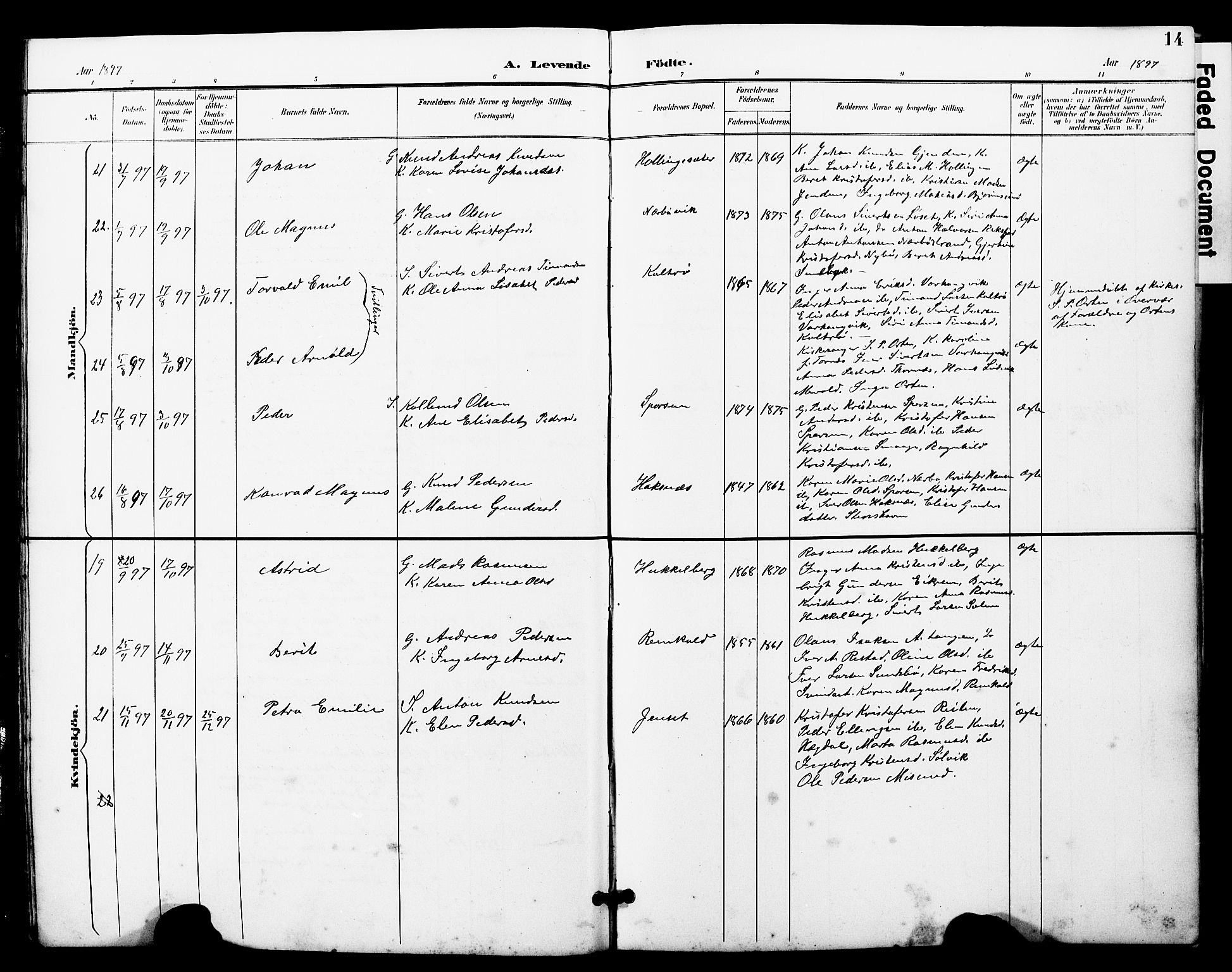 Ministerialprotokoller, klokkerbøker og fødselsregistre - Møre og Romsdal, AV/SAT-A-1454/560/L0725: Parish register (copy) no. 560C02, 1895-1930, p. 14