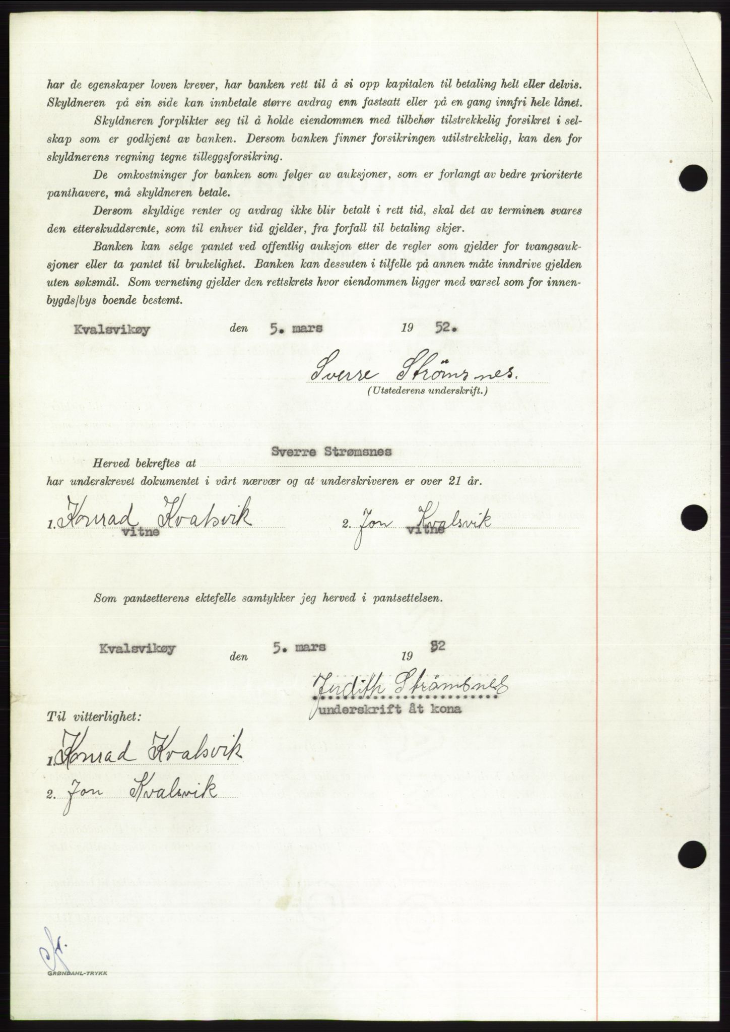 Søre Sunnmøre sorenskriveri, AV/SAT-A-4122/1/2/2C/L0121: Mortgage book no. 9B, 1951-1952, Diary no: : 737/1952