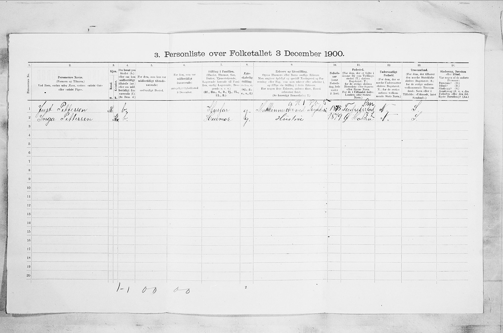 RA, 1900 census for Larvik, 1900, p. 764