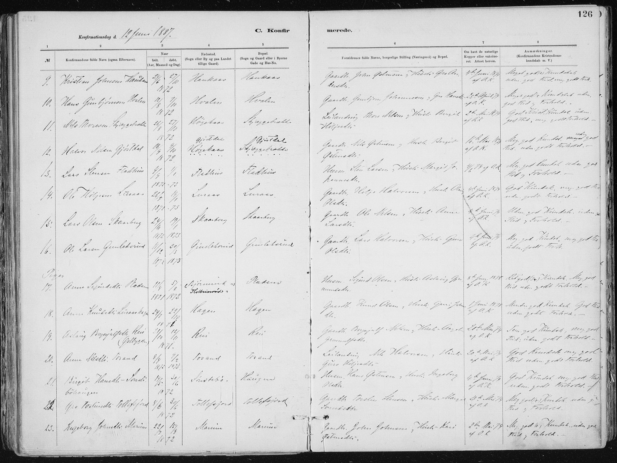 Tinn kirkebøker, SAKO/A-308/F/Fa/L0007: Parish register (official) no. I 7, 1878-1922, p. 126