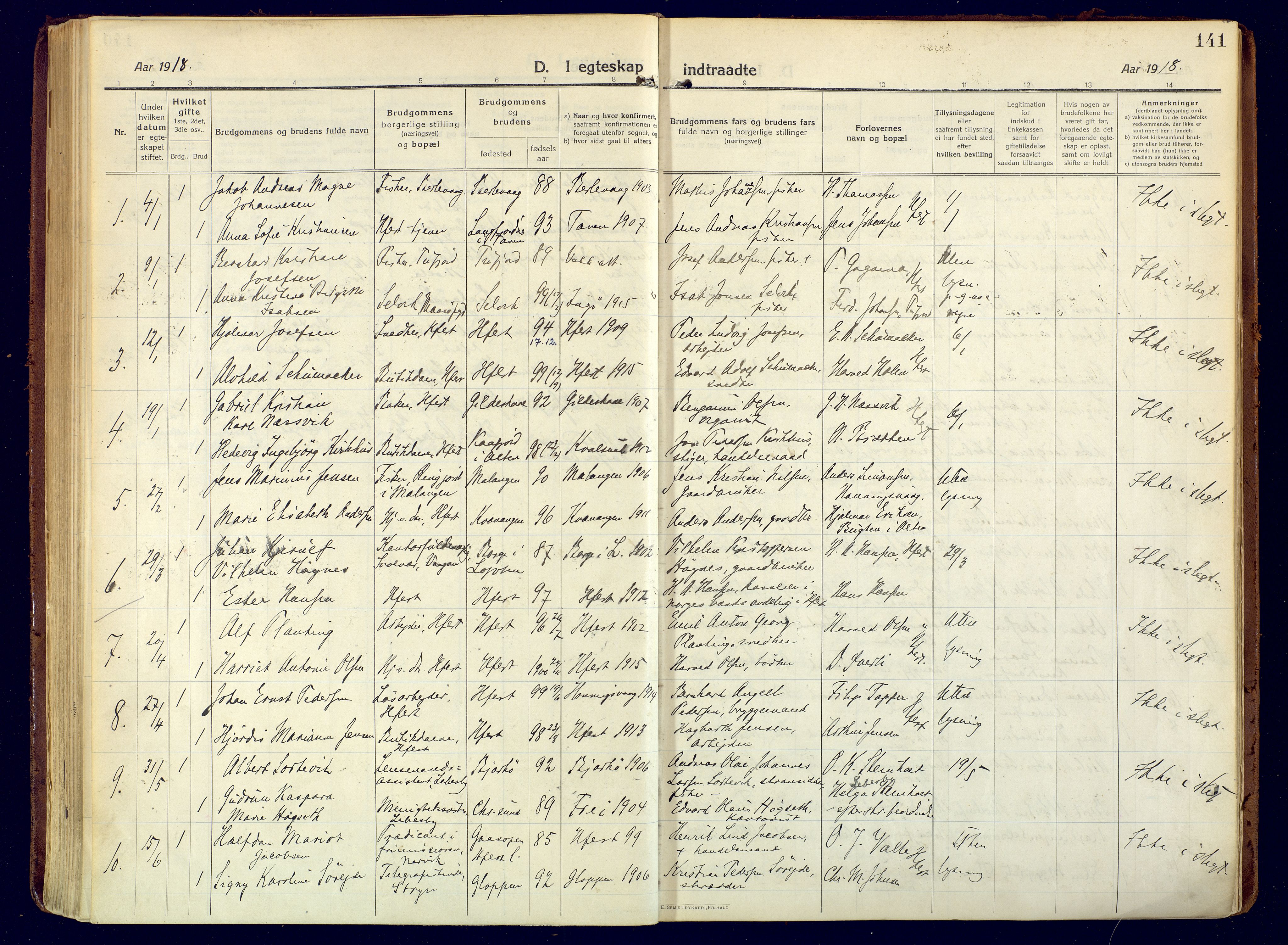 Hammerfest sokneprestkontor, SATØ/S-1347/H/Ha/L0015.kirke: Parish register (official) no. 15, 1916-1923, p. 141