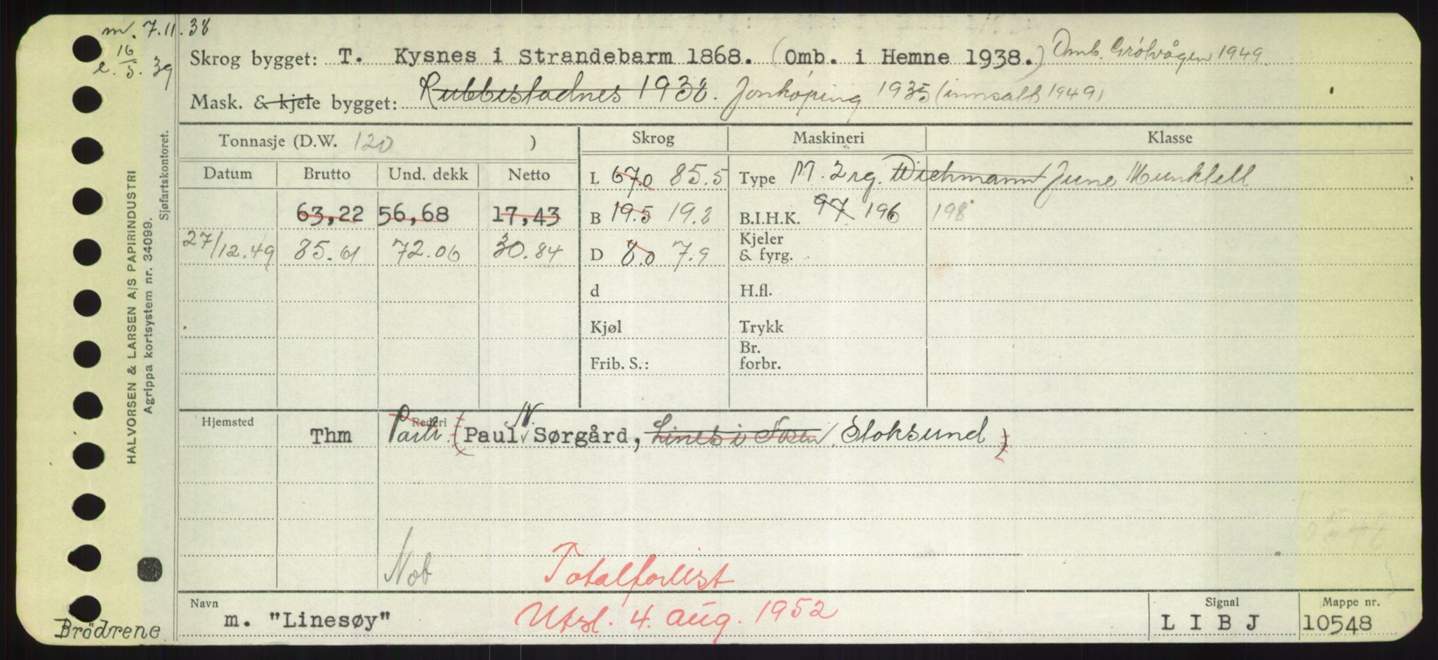 Sjøfartsdirektoratet med forløpere, Skipsmålingen, AV/RA-S-1627/H/Hd/L0023: Fartøy, Lia-Løv, p. 167