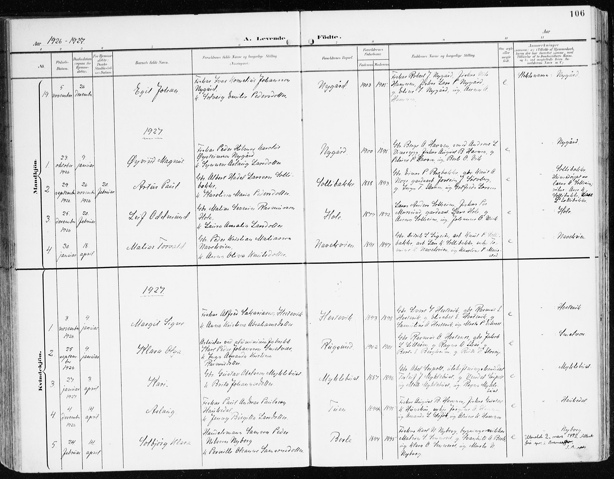 Davik sokneprestembete, AV/SAB-A-79701/H/Haa/Haad/L0002: Parish register (official) no. D 2, 1901-1930, p. 106