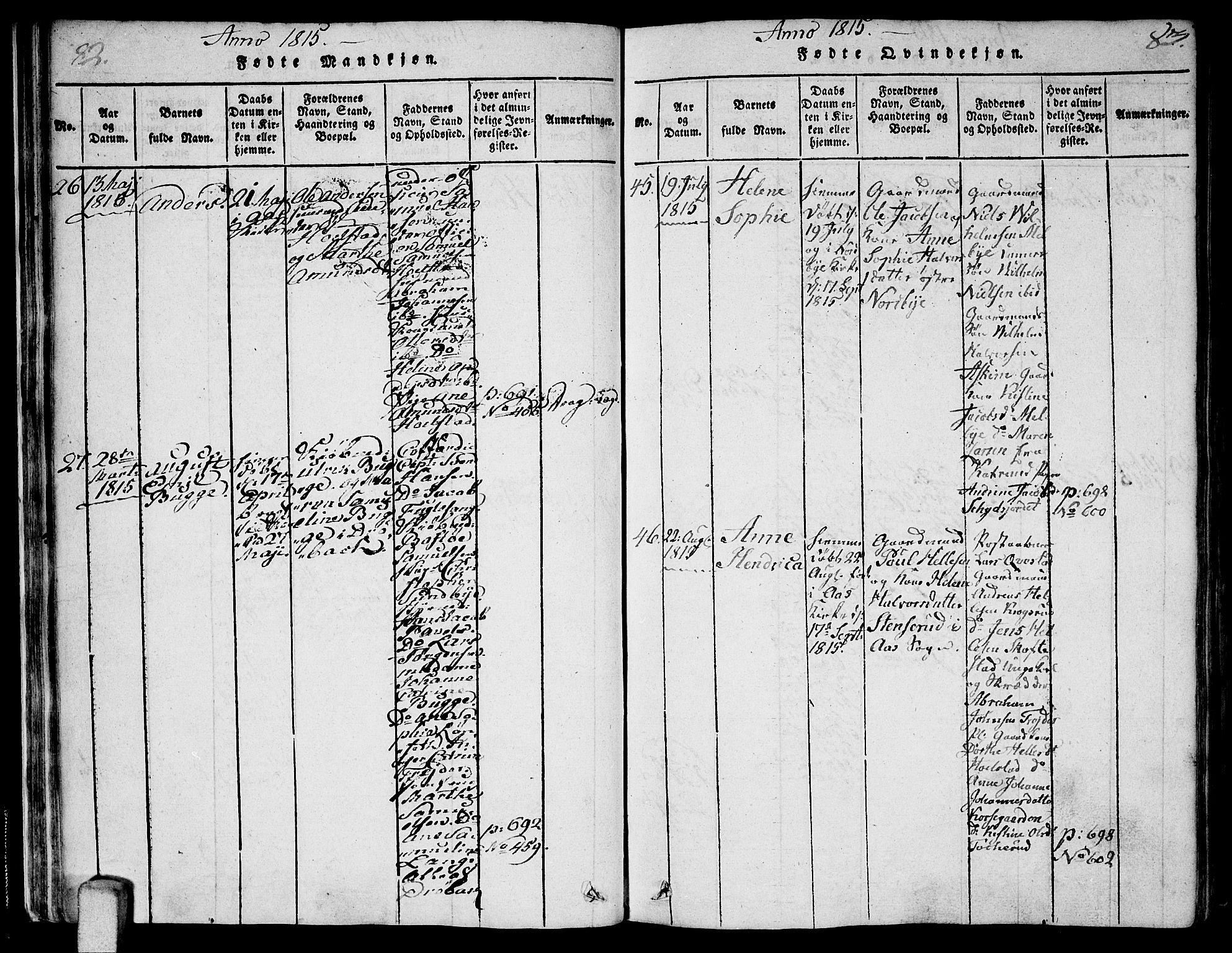 Ås prestekontor Kirkebøker, SAO/A-10894/F/Fa/L0003: Parish register (official) no. I 3, 1814-1818, p. 82-83