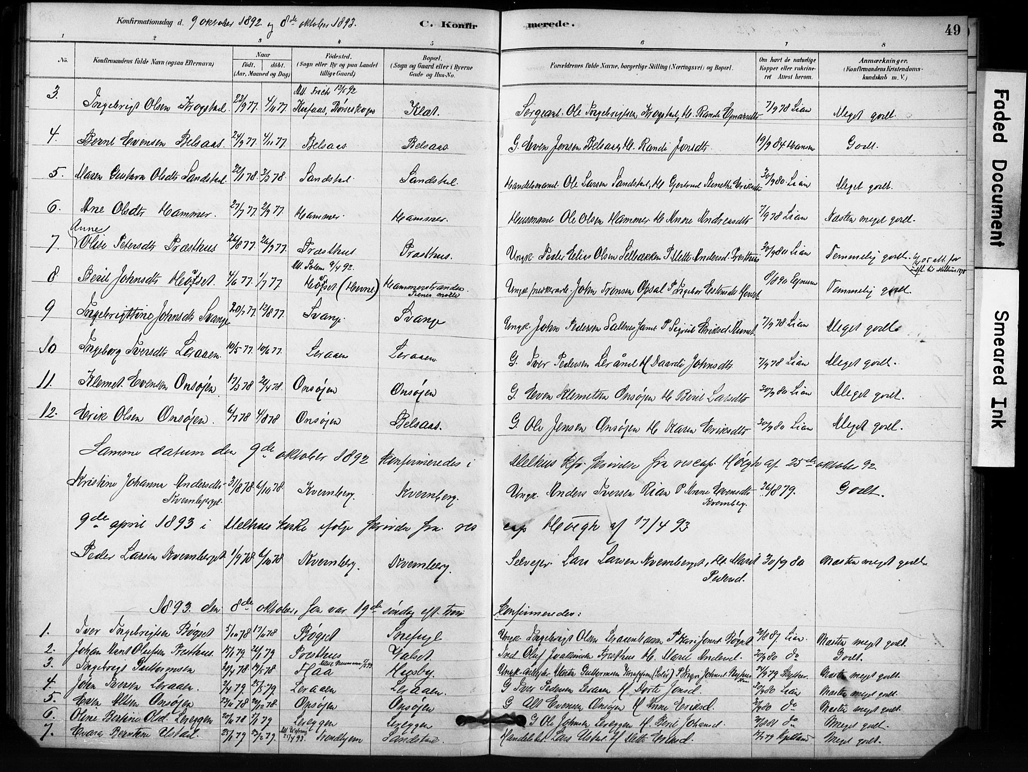 Ministerialprotokoller, klokkerbøker og fødselsregistre - Sør-Trøndelag, SAT/A-1456/666/L0786: Parish register (official) no. 666A04, 1878-1895, p. 49
