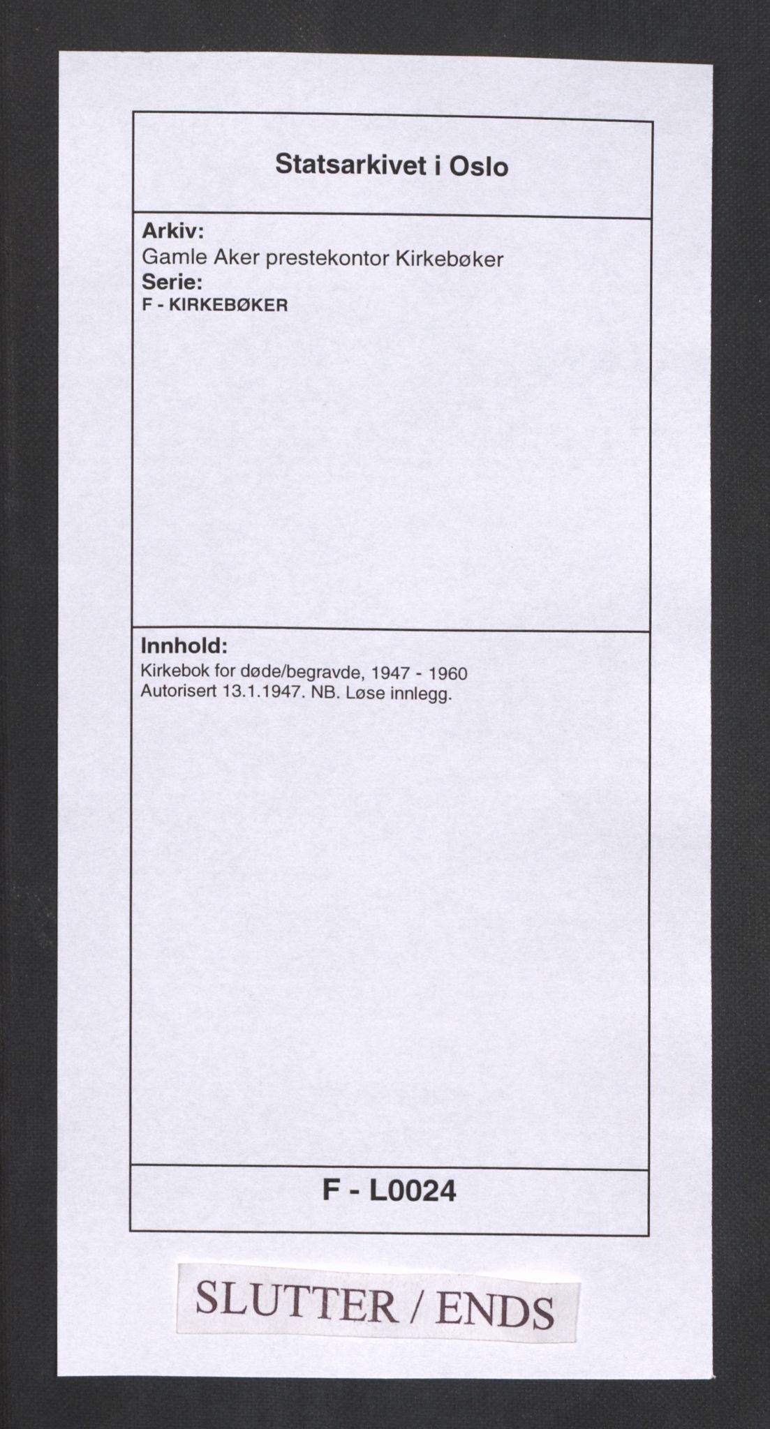 Gamle Aker prestekontor Kirkebøker, AV/SAO-A-10617a/F/L0024: Parish register (official) no. 24, 1947-1960