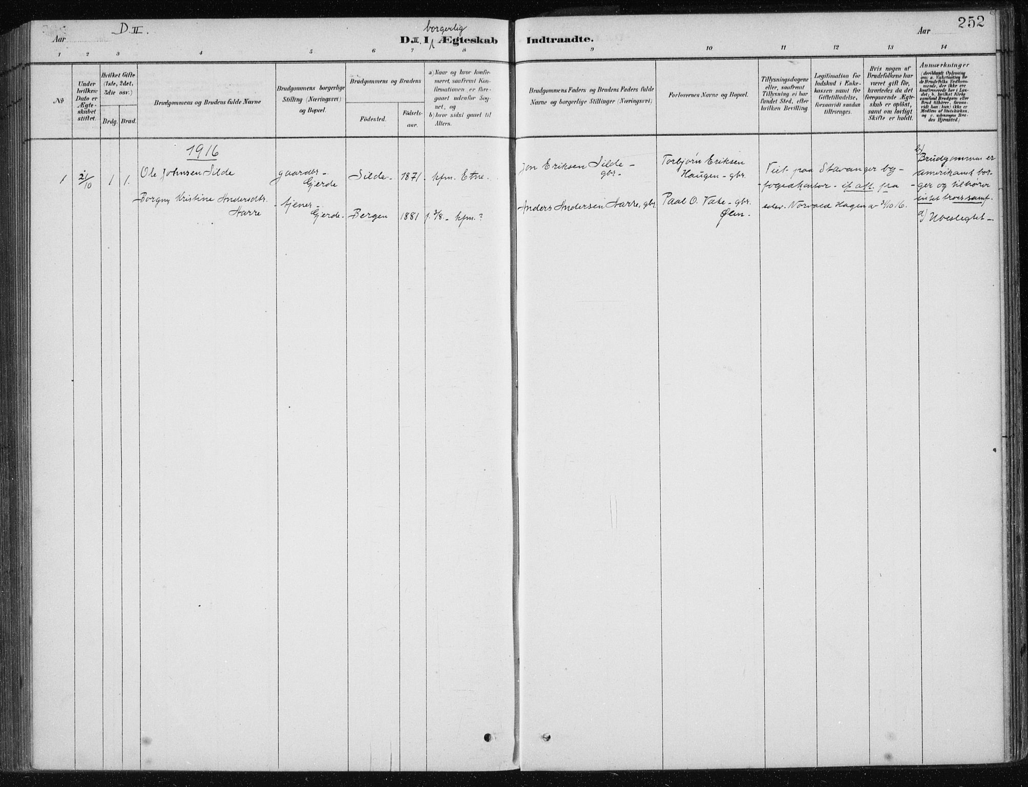 Etne sokneprestembete, AV/SAB-A-75001/H/Haa: Parish register (official) no. C  1, 1879-1919, p. 252