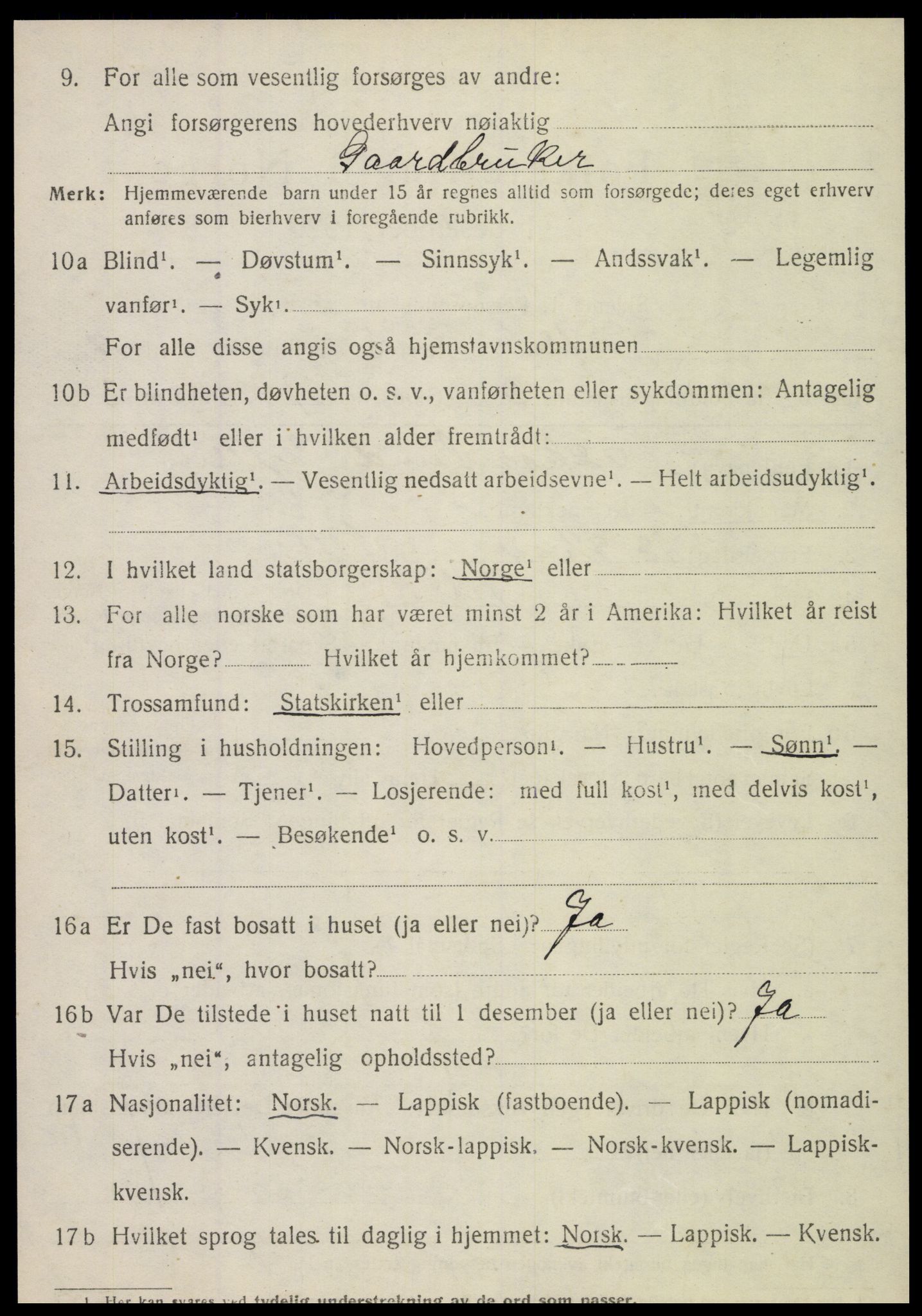 SAT, 1920 census for Vefsn, 1920, p. 9486