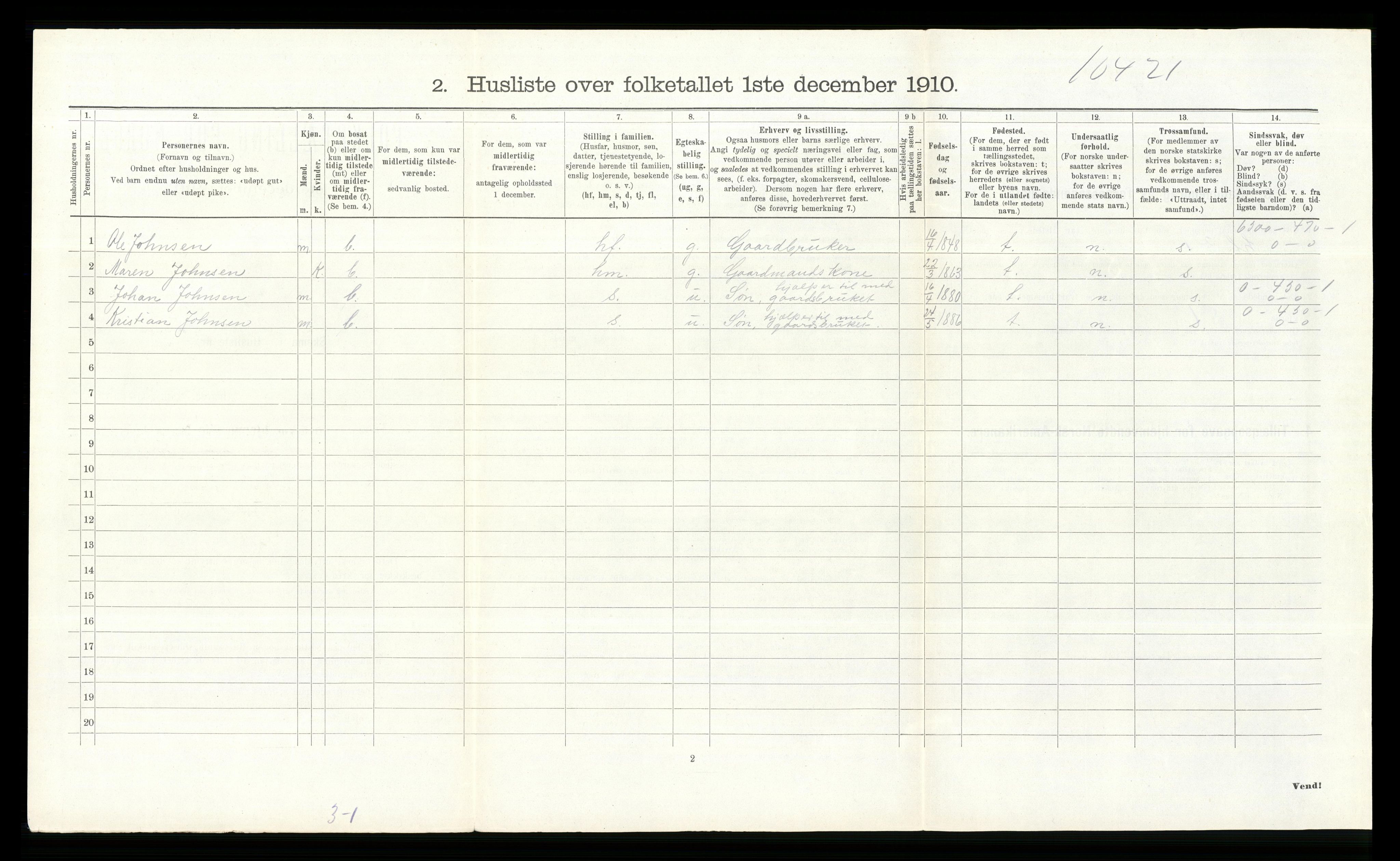 RA, 1910 census for Norderhov, 1910, p. 1571