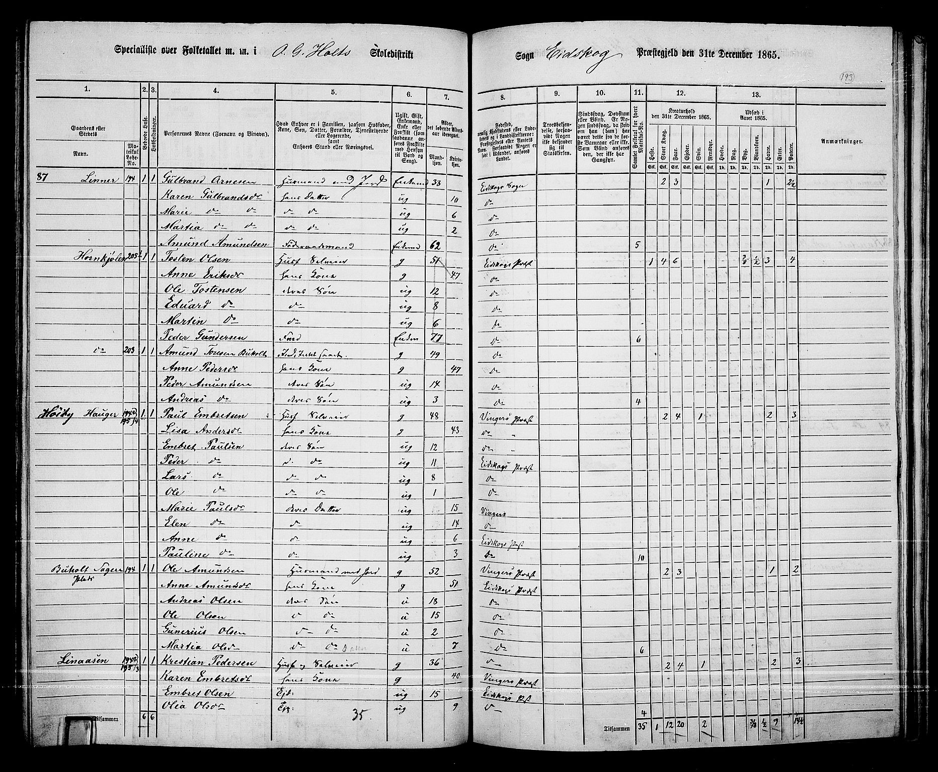 RA, 1865 census for Eidskog, 1865, p. 171