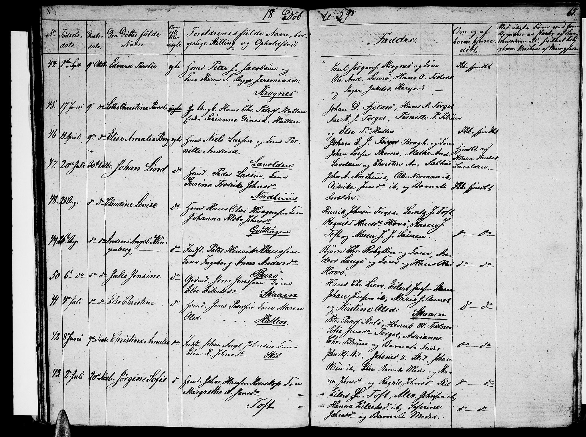 Ministerialprotokoller, klokkerbøker og fødselsregistre - Nordland, SAT/A-1459/813/L0211: Parish register (copy) no. 813C03, 1842-1863, p. 65