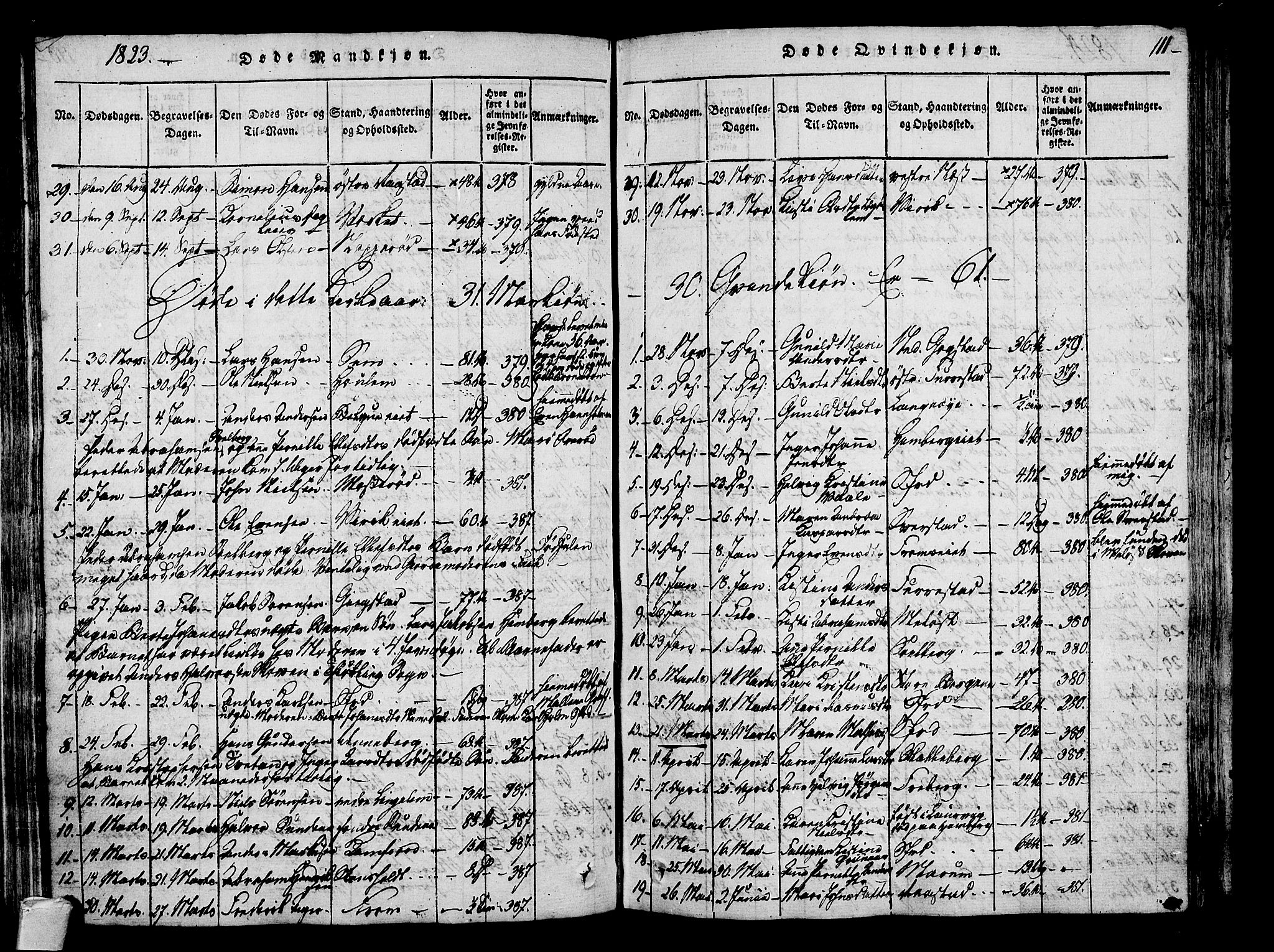 Sandar kirkebøker, SAKO/A-243/F/Fa/L0004: Parish register (official) no. 4, 1814-1832, p. 111