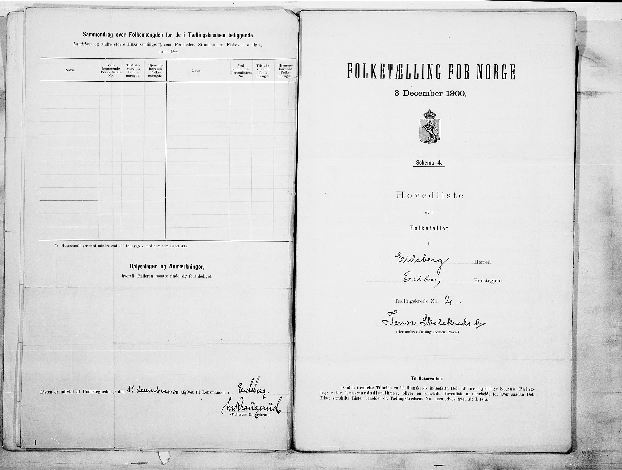 SAO, 1900 census for Eidsberg, 1900, p. 6
