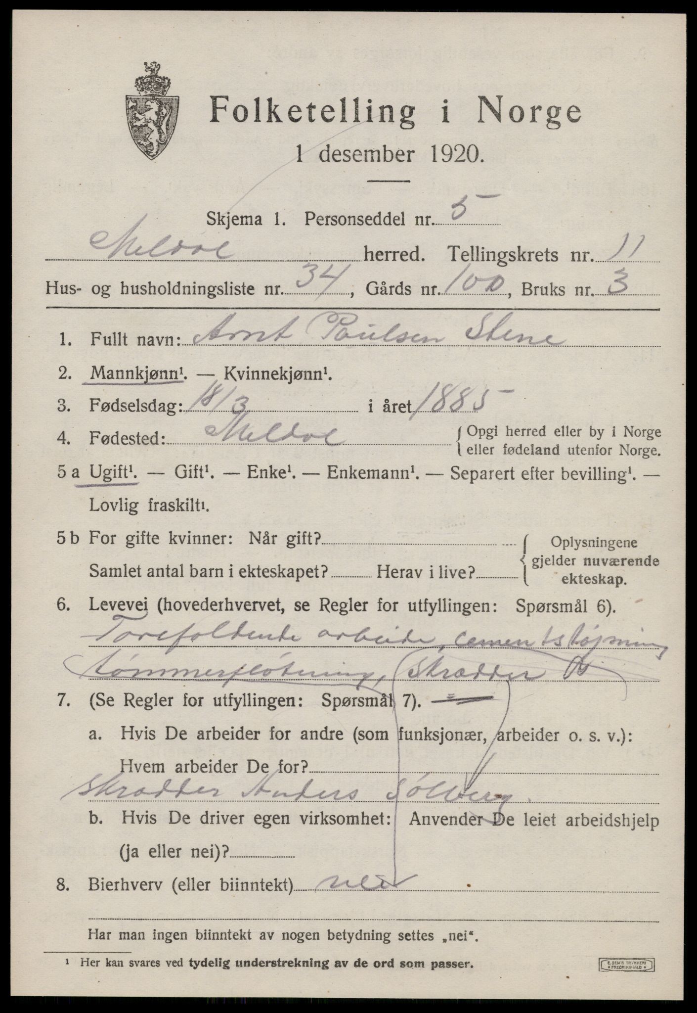 SAT, 1920 census for Meldal, 1920, p. 8863