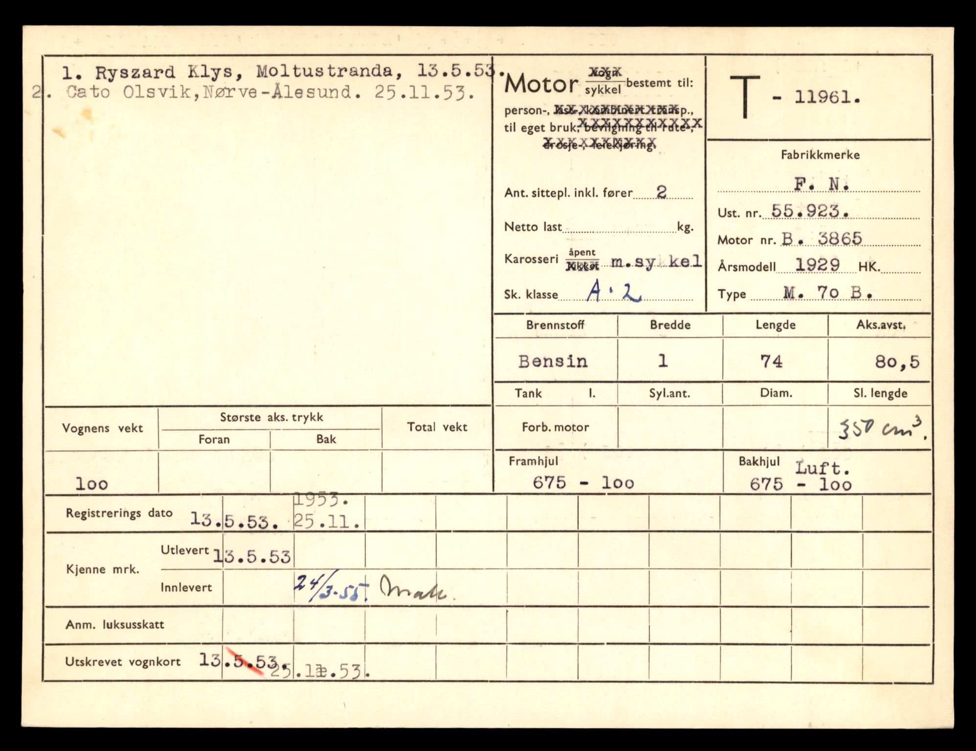 Møre og Romsdal vegkontor - Ålesund trafikkstasjon, AV/SAT-A-4099/F/Fe/L0031: Registreringskort for kjøretøy T 11800 - T 11996, 1927-1998, p. 2723