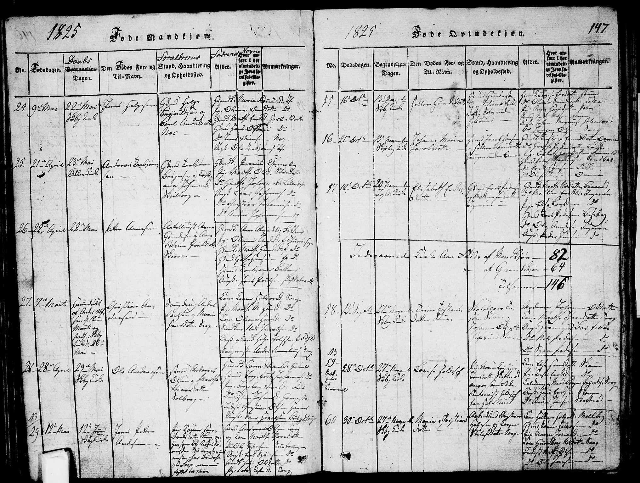 Skjeberg prestekontor Kirkebøker, SAO/A-10923/G/Ga/L0001: Parish register (copy) no. I 1, 1815-1830, p. 147