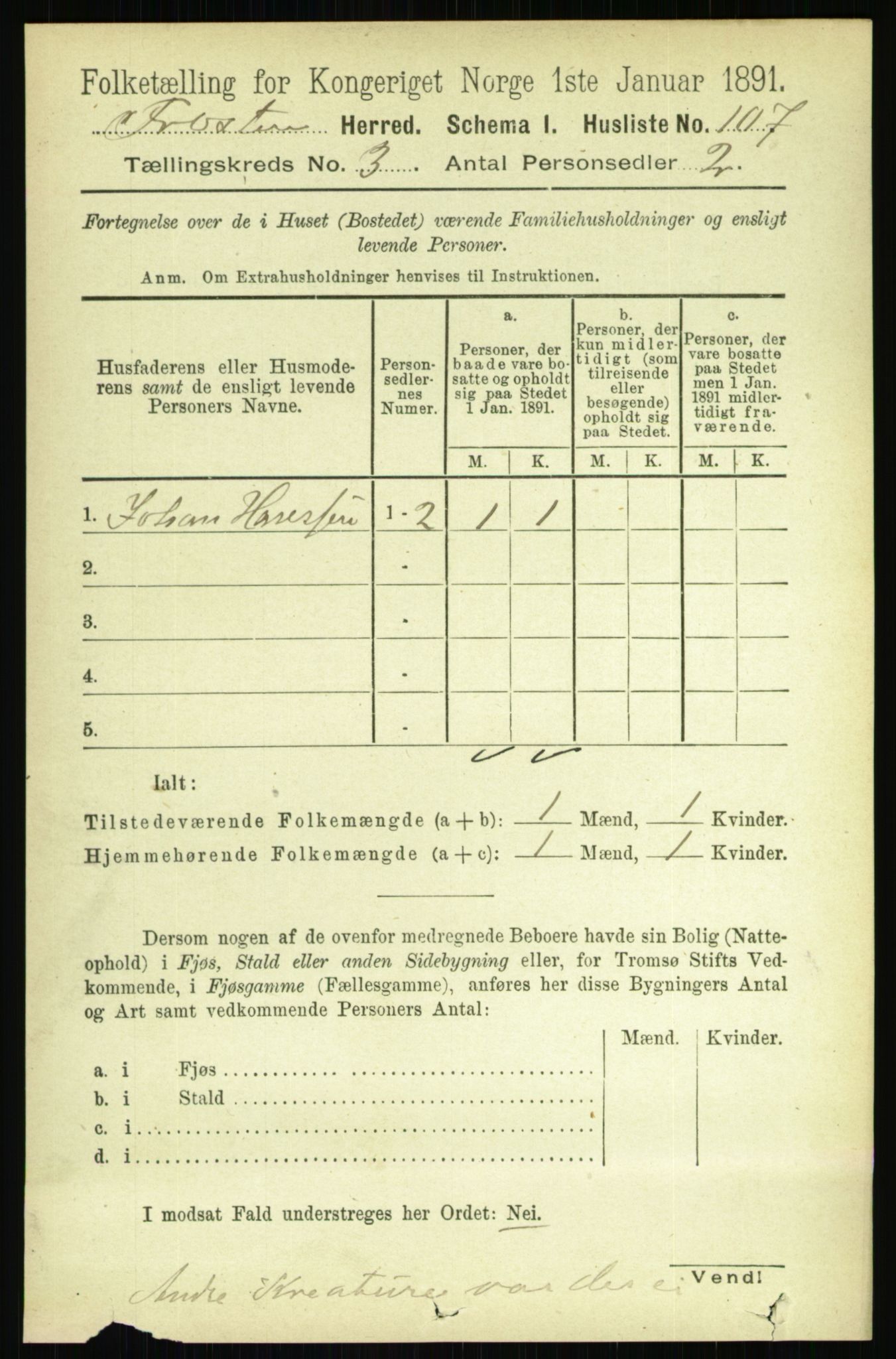 RA, 1891 census for 1717 Frosta, 1891, p. 1877