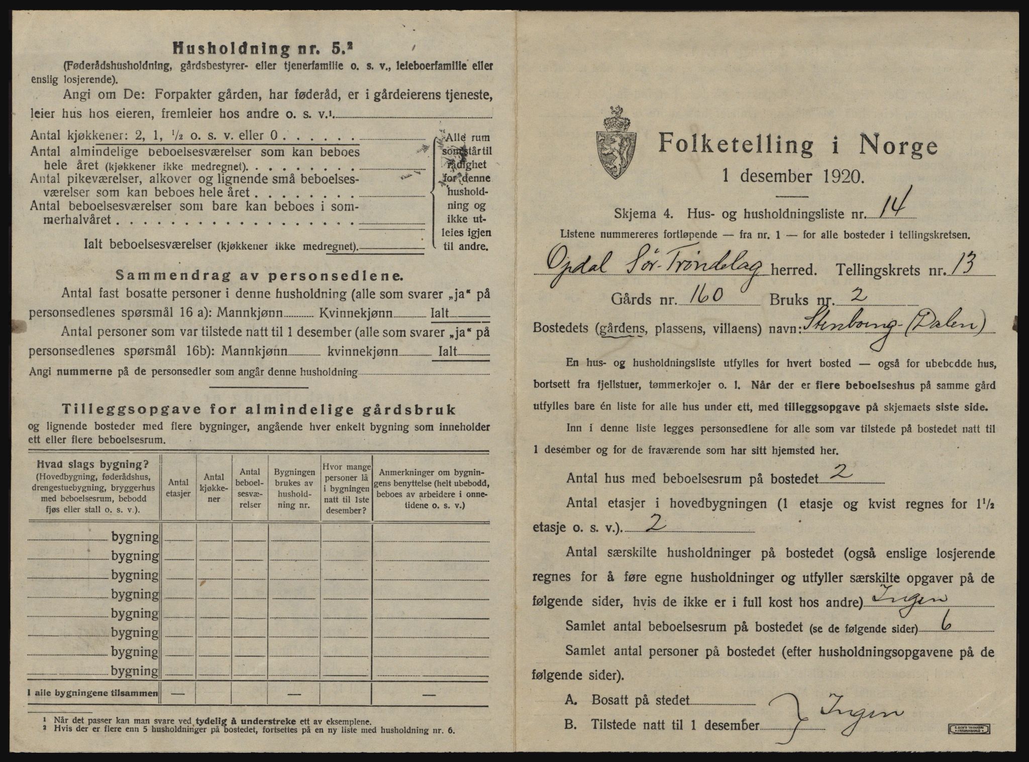 SAT, 1920 census for Oppdal, 1920, p. 1569