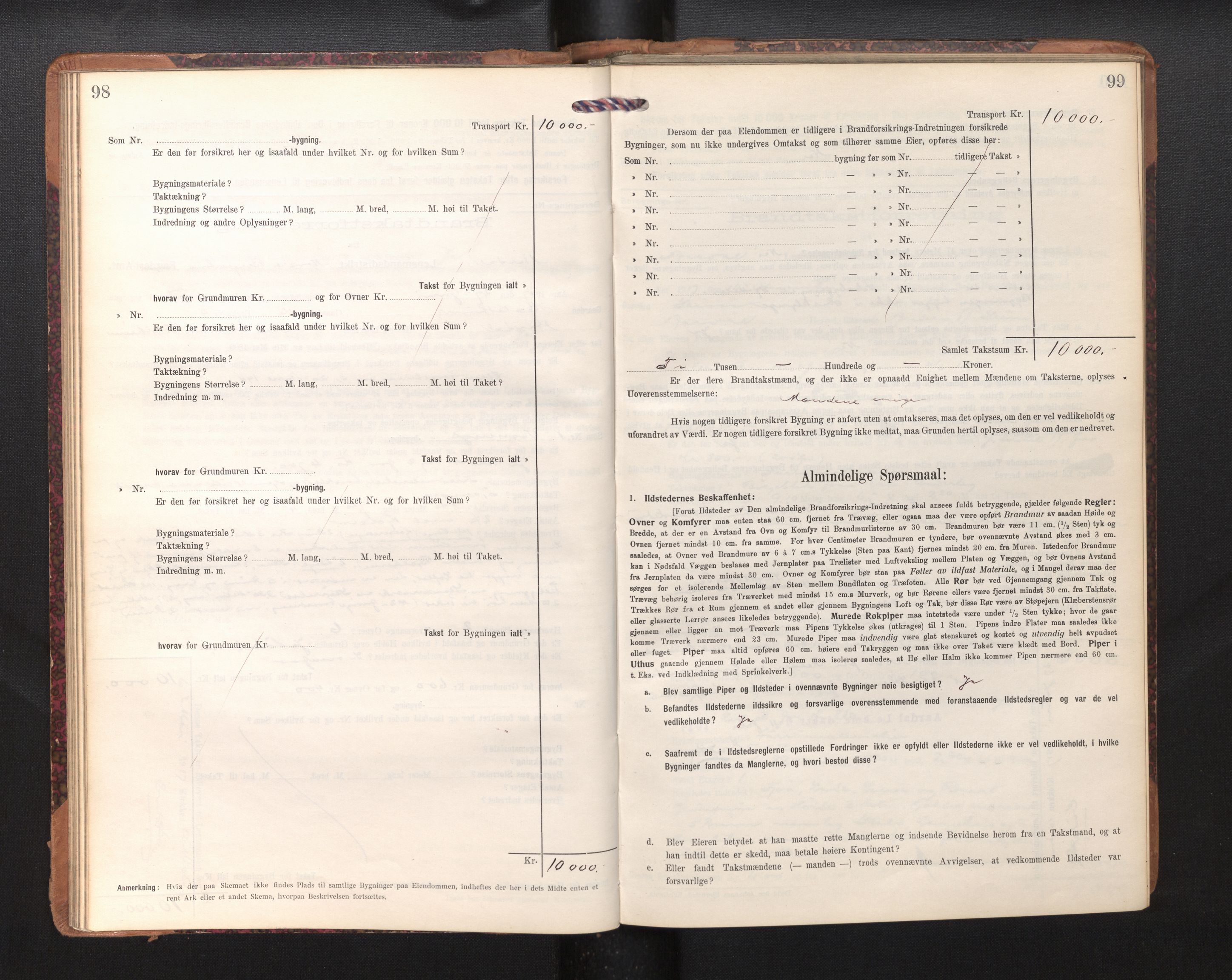 Lensmannen i Årdal, AV/SAB-A-30501/0012/L0009: Branntakstprotokoll, skjematakst, 1914-1926, p. 98-99