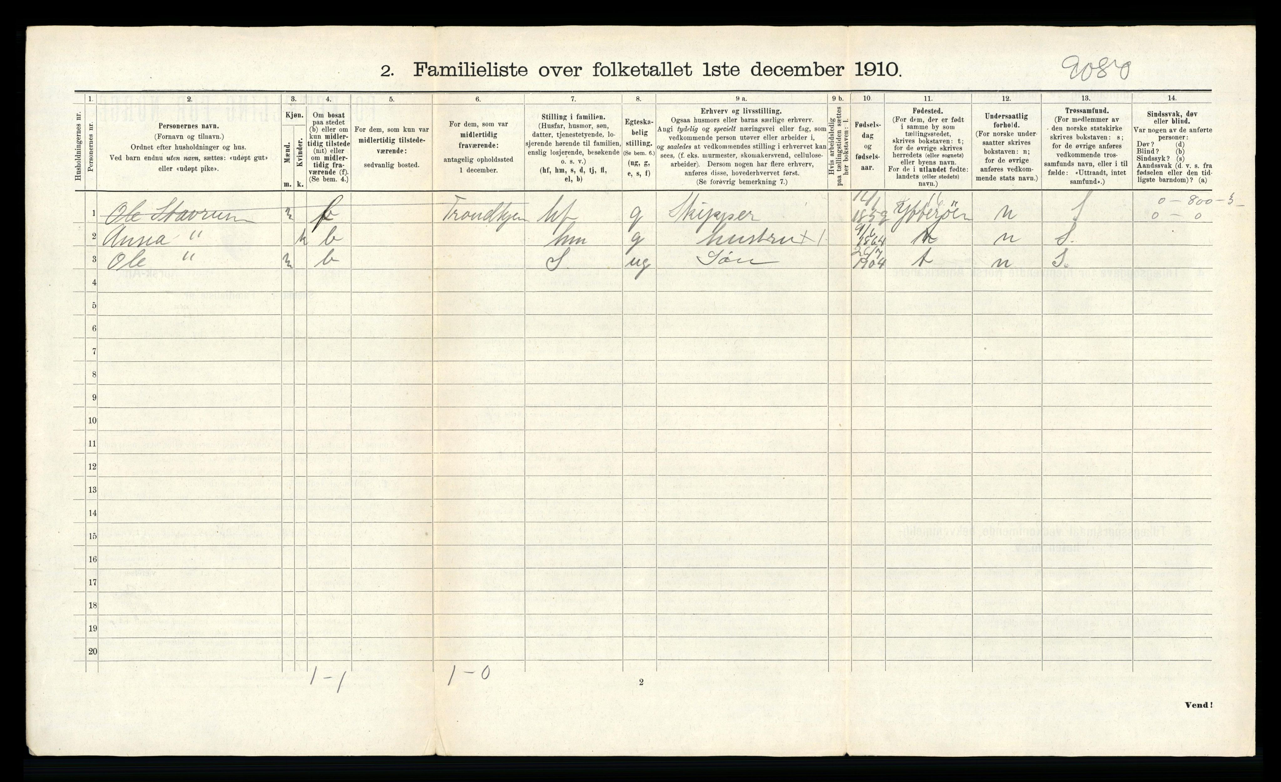 RA, 1910 census for Kristiansund, 1910, p. 7228