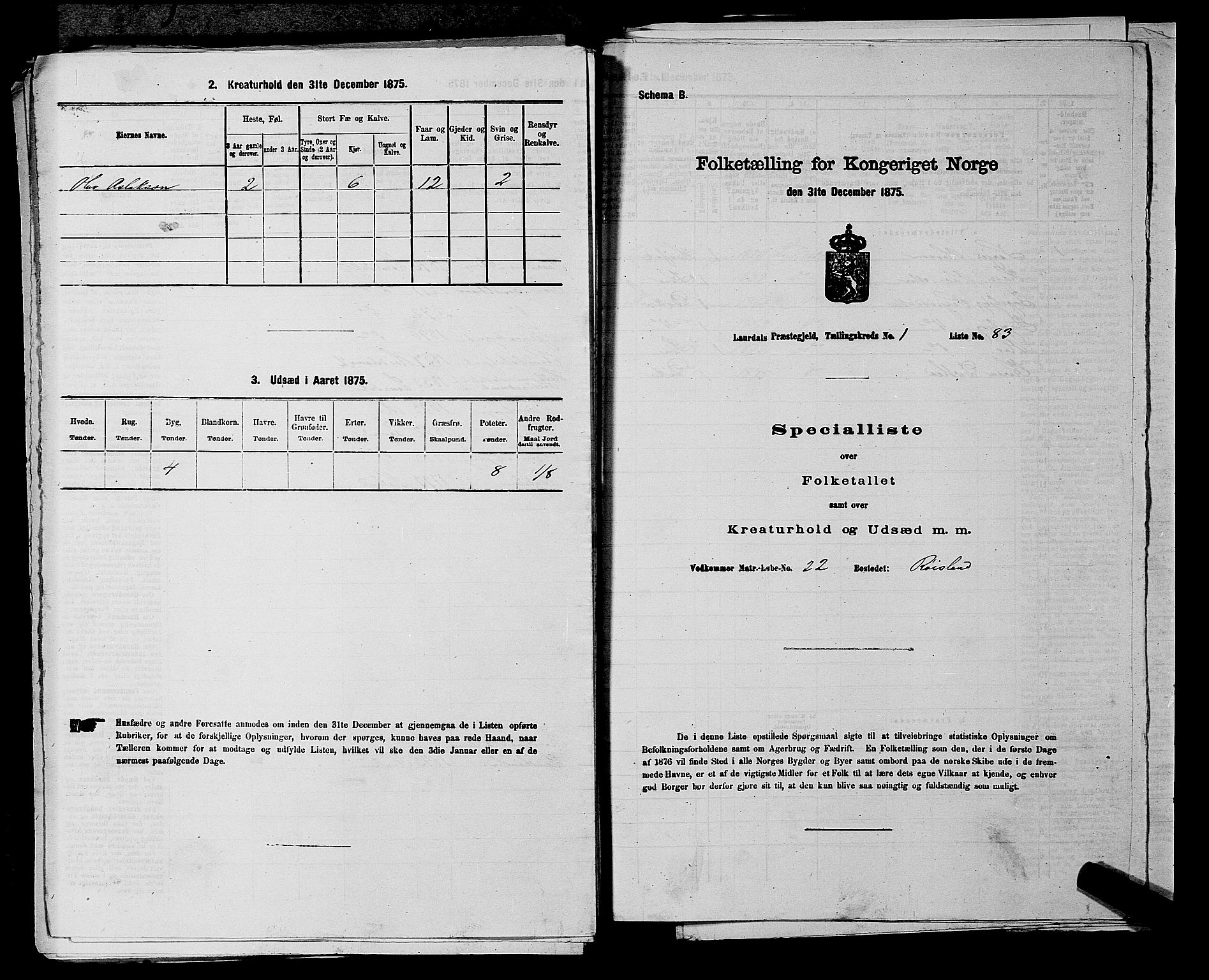 SAKO, 1875 census for 0833P Lårdal, 1875, p. 206