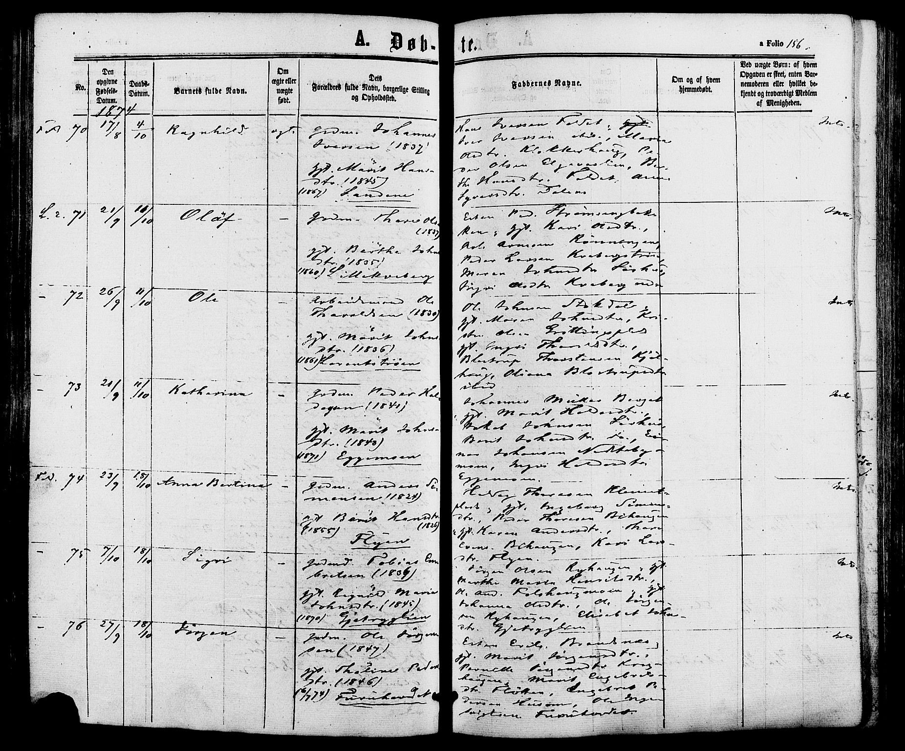 Alvdal prestekontor, SAH/PREST-060/H/Ha/Haa/L0001: Parish register (official) no. 1, 1863-1882, p. 156