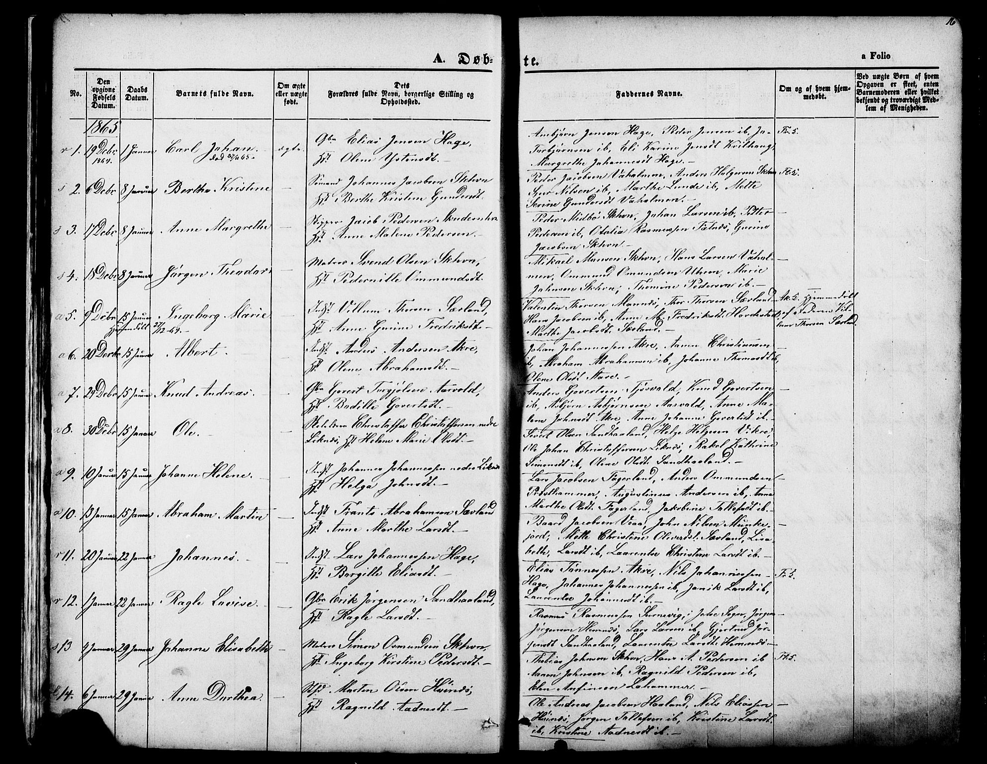 Skudenes sokneprestkontor, SAST/A -101849/H/Ha/Haa/L0006: Parish register (official) no. A 4, 1864-1881, p. 16