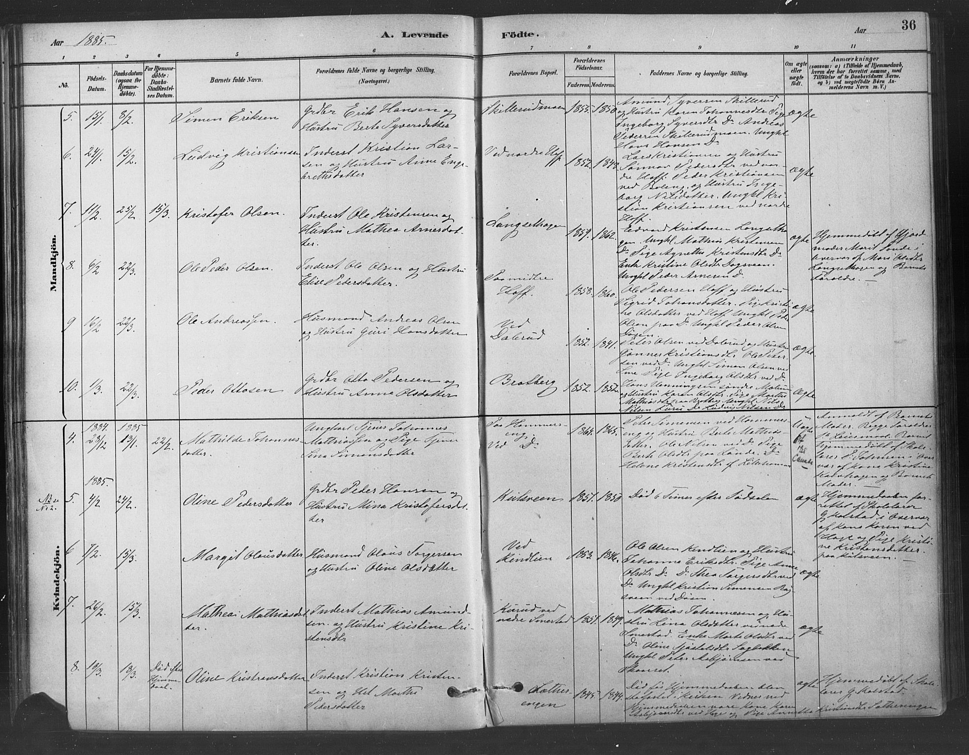 Fåberg prestekontor, AV/SAH-PREST-086/H/Ha/Haa/L0009: Parish register (official) no. 9, 1879-1898, p. 36