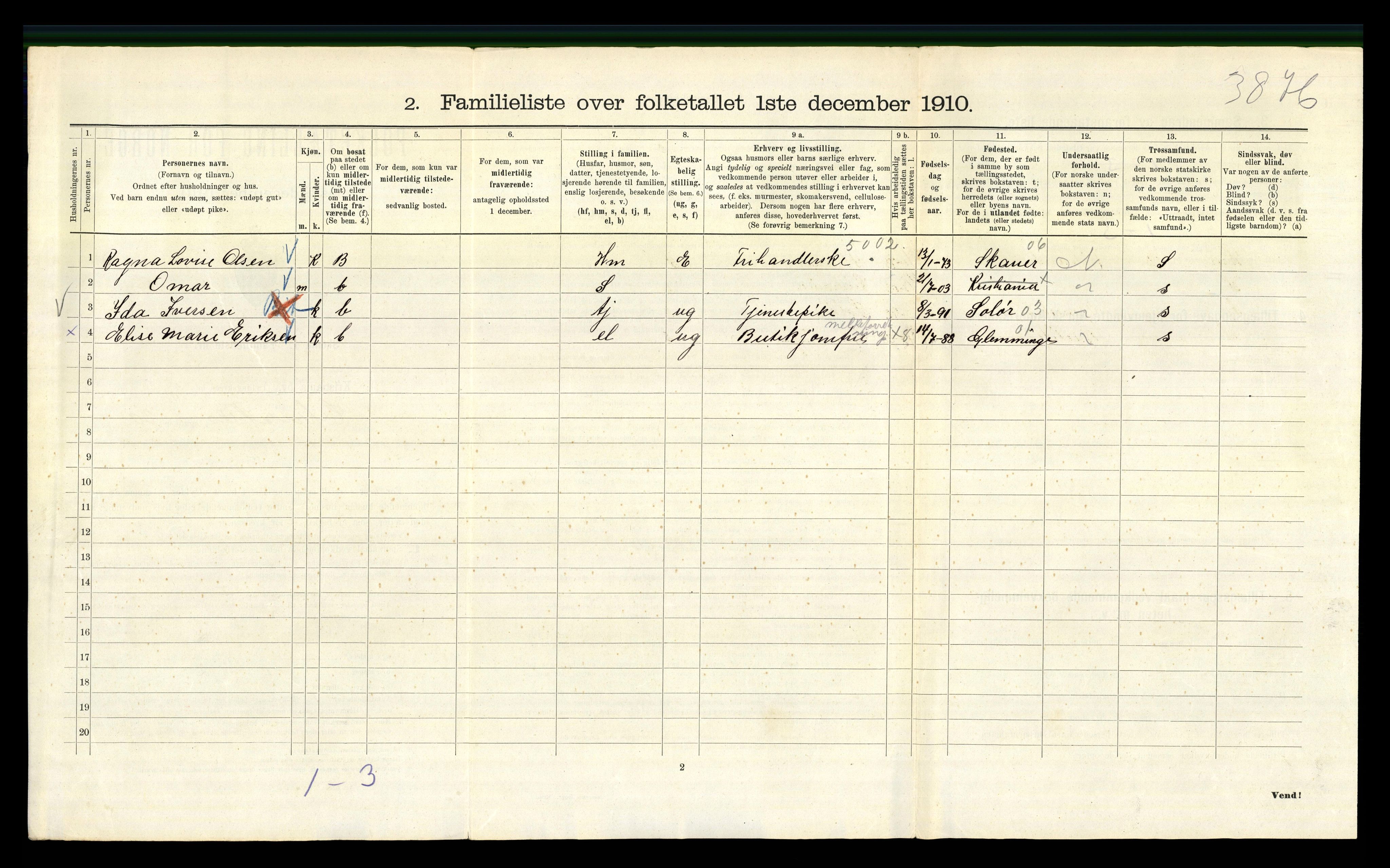 RA, 1910 census for Kristiania, 1910, p. 13042