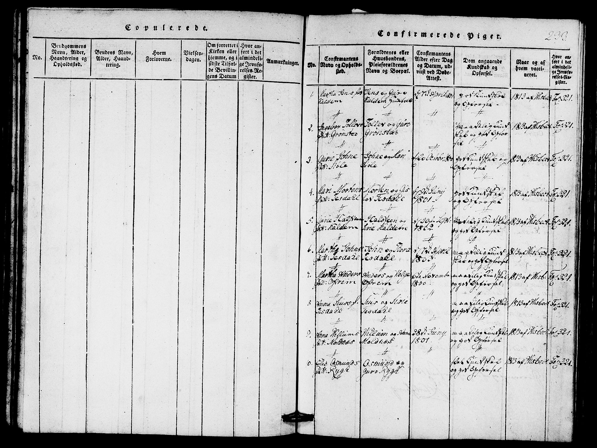 Etne sokneprestembete, SAB/A-75001/H/Hab: Parish register (copy) no. A 1, 1815-1849, p. 233