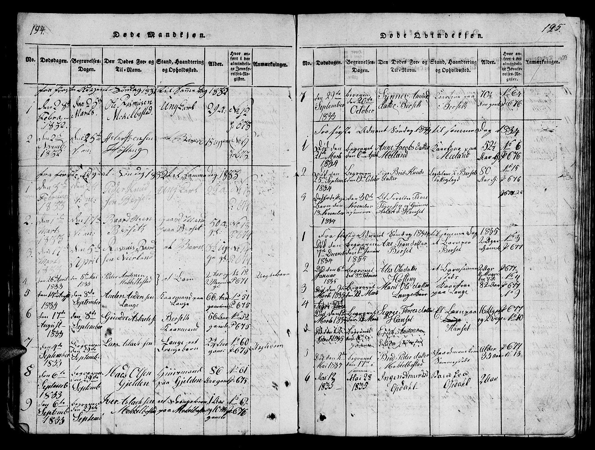 Ministerialprotokoller, klokkerbøker og fødselsregistre - Møre og Romsdal, SAT/A-1454/554/L0644: Parish register (copy) no. 554C01, 1818-1851, p. 194-195